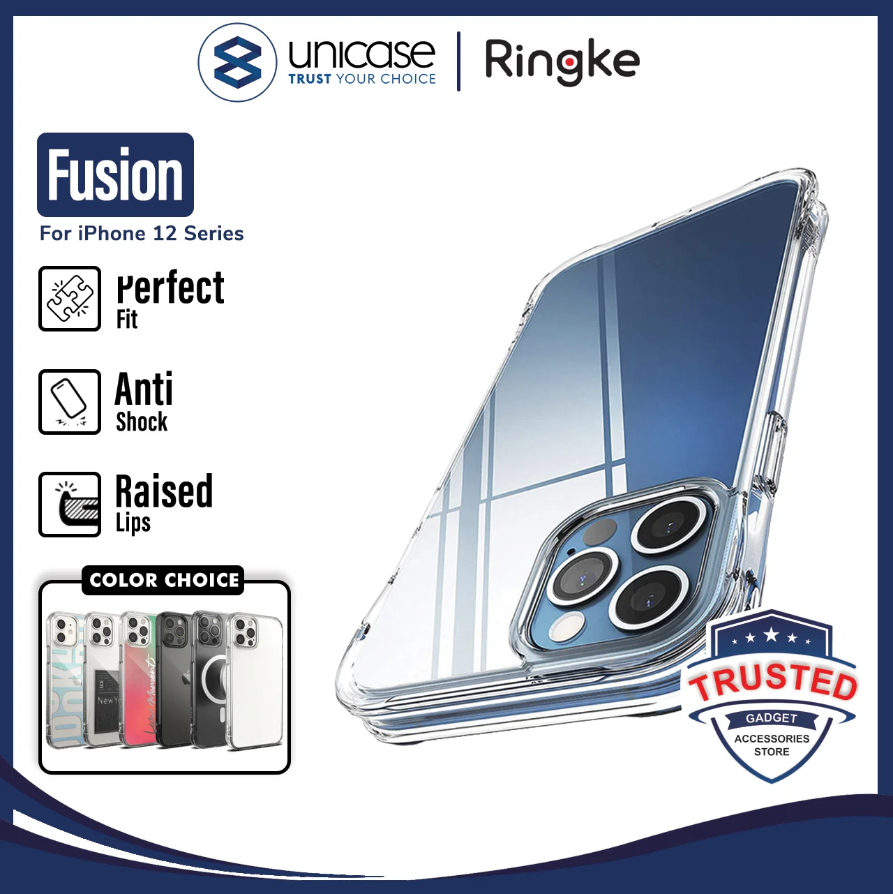 Case iPhone 12 Pro Max 12 Pro 12 Mini Ringke Fusion Anti Crack Casing