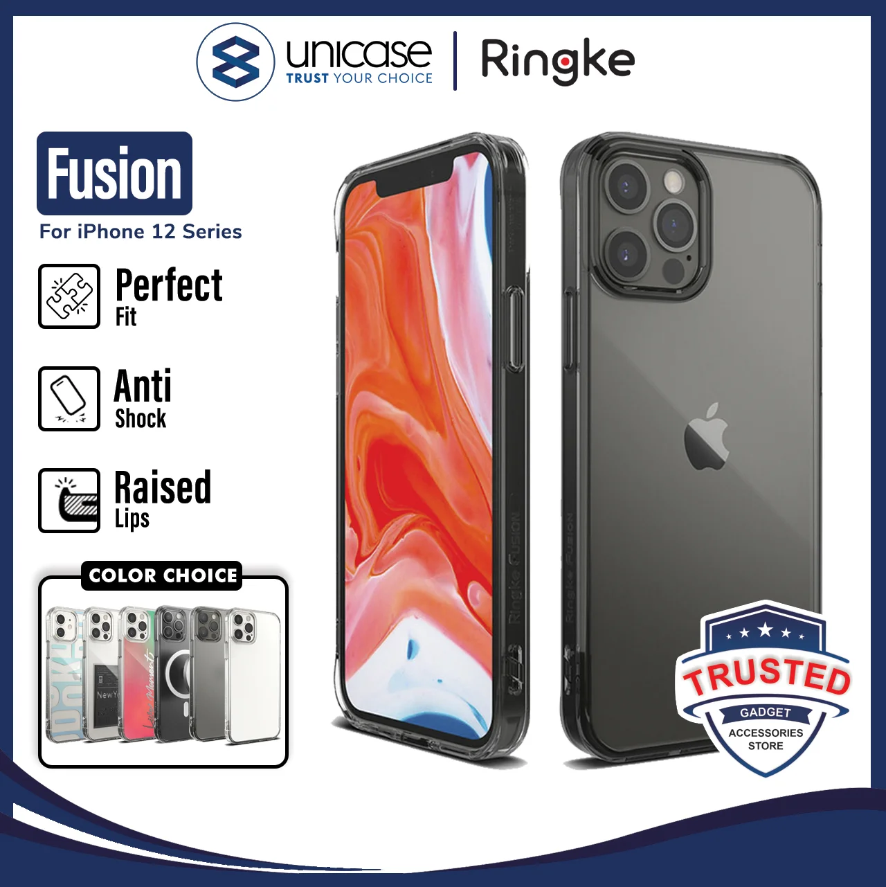 Case iPhone 12 Pro Max 12 Pro 12 Mini Ringke Fusion Anti Crack Casing