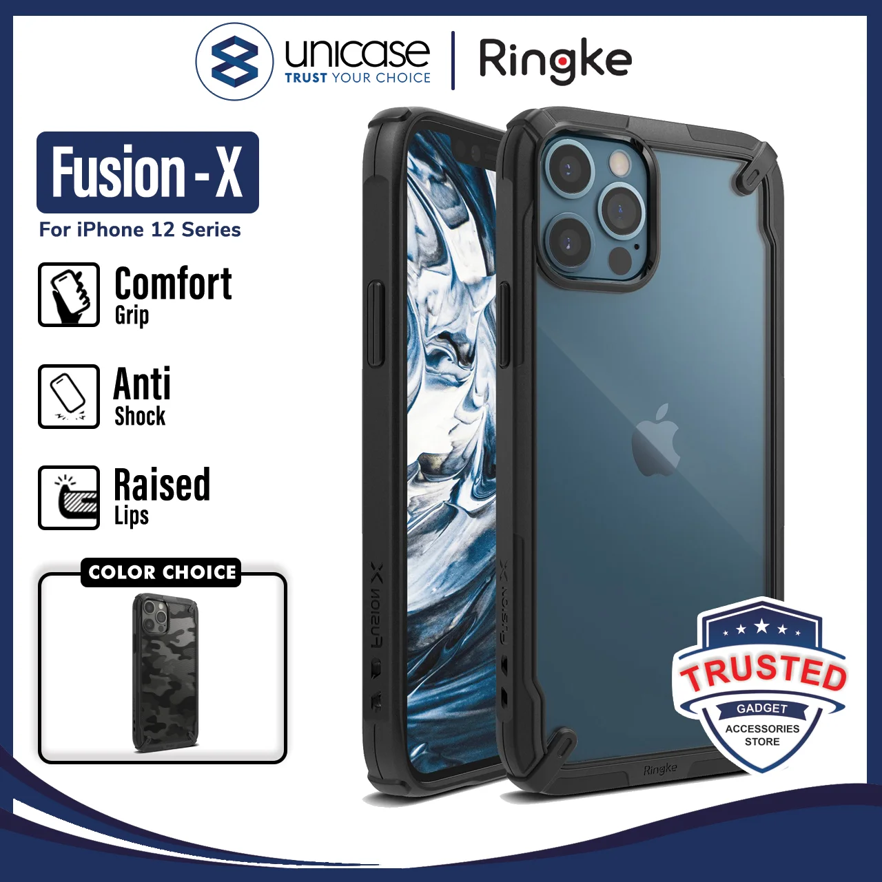 Case iPhone 12 Pro Max 12 Pro 12 Mini Ringke Fusion X AntiShock Casing