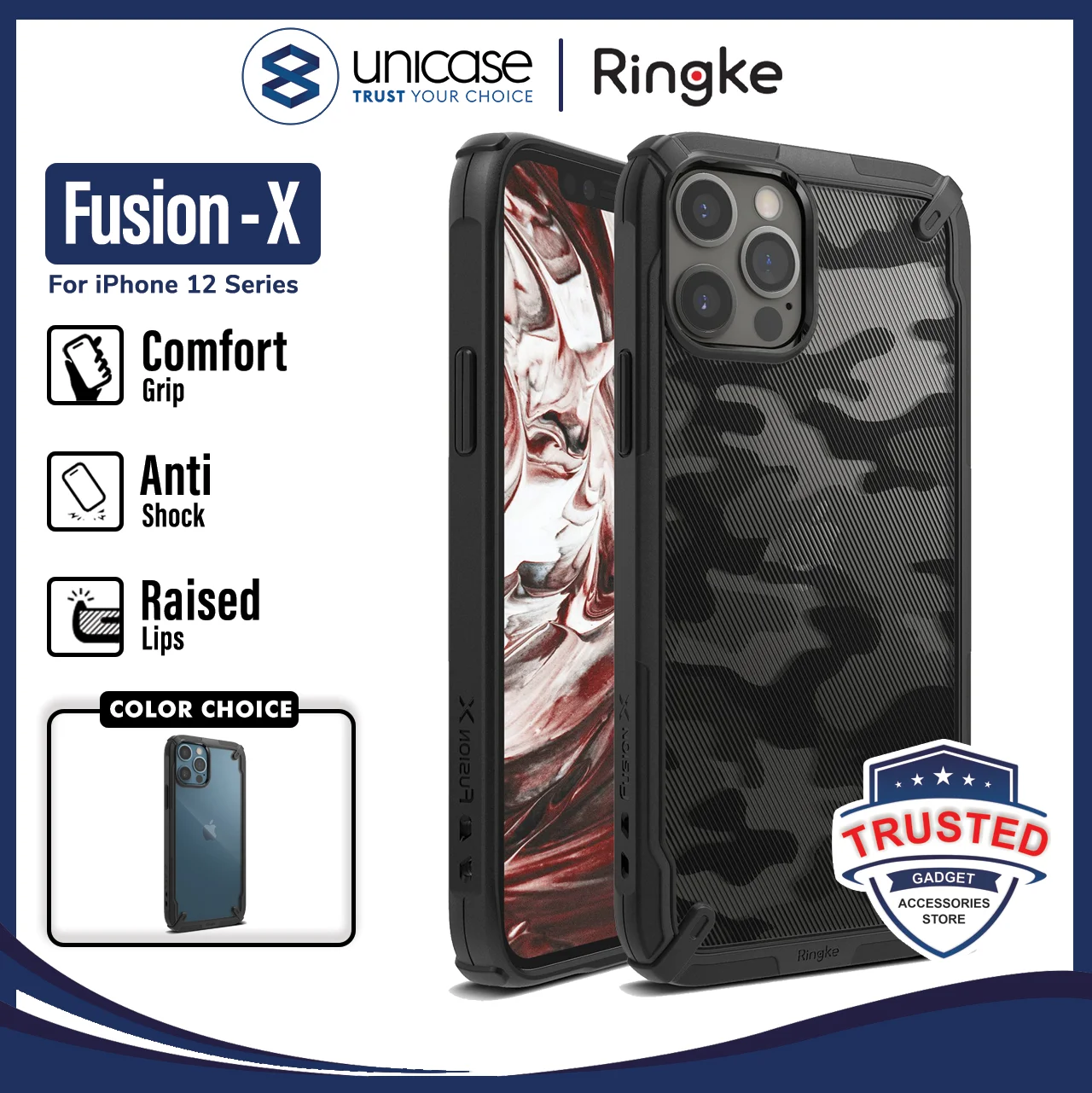 Case iPhone 12 Pro Max 12 Pro 12 Mini Ringke Fusion X AntiShock Casing