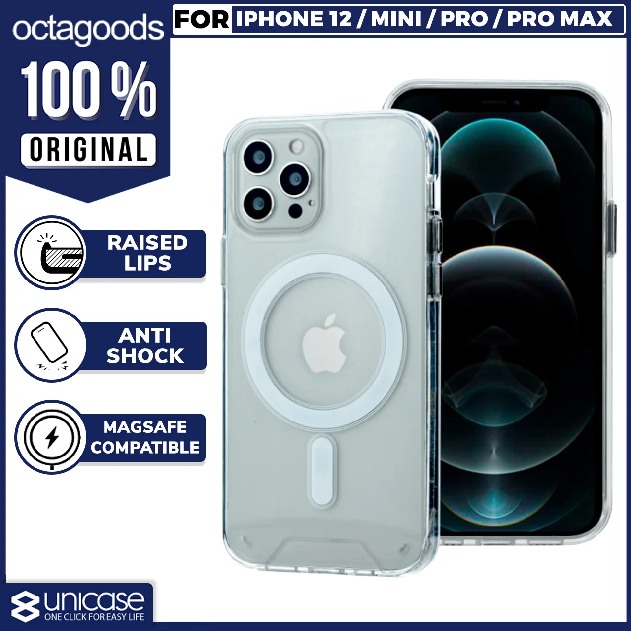 Case iPhone 12 Pro Max Mini Octa Case Tough Clear MagSafe Casing