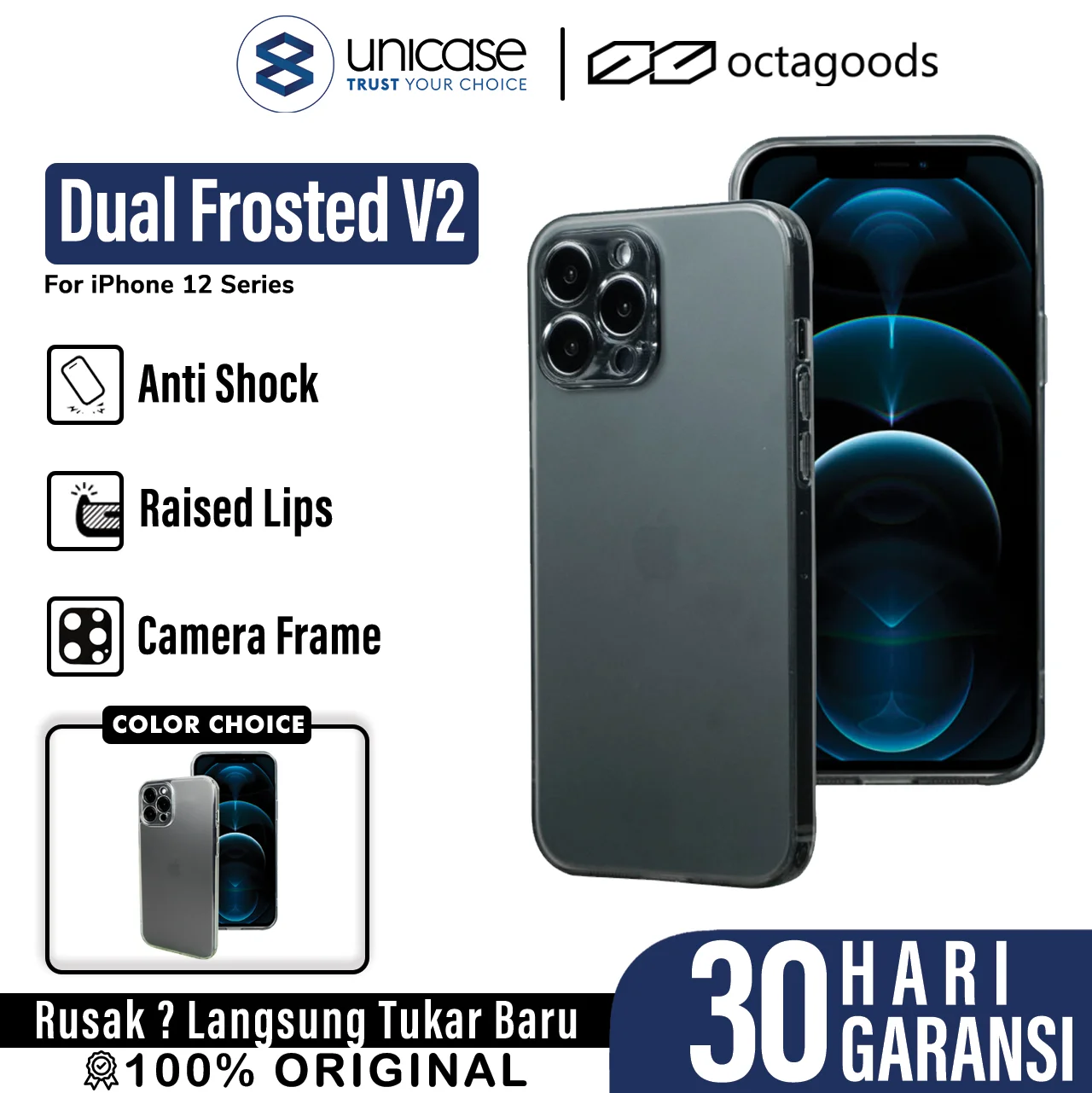 Case iPhone 12 Pro Max Mini Octagoods Dual Frosted V2 Hybrid Casing