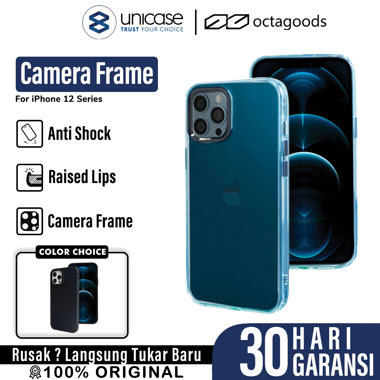 Case iPhone 12 Pro Max Mini Octagoods Hybrid Camera Frame Clear Casing