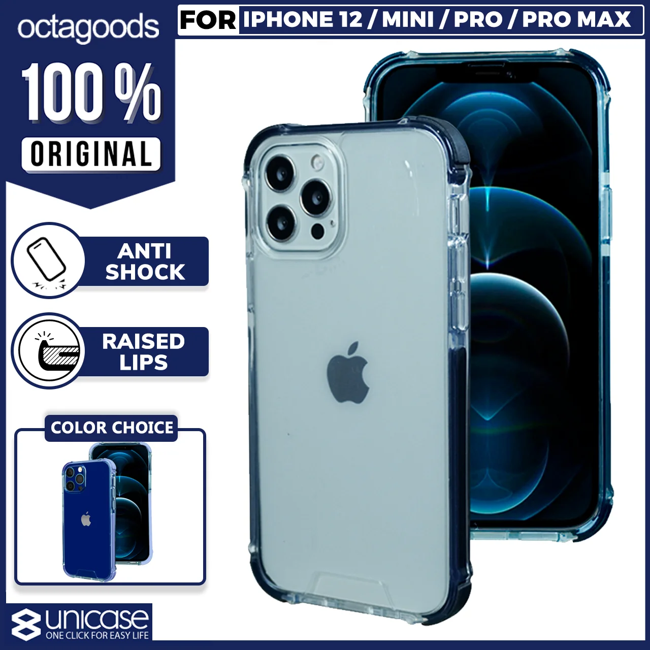 Case iPhone 12 Pro Max Mini Octagoods Hybrid X V2 Clear Bumper Casing