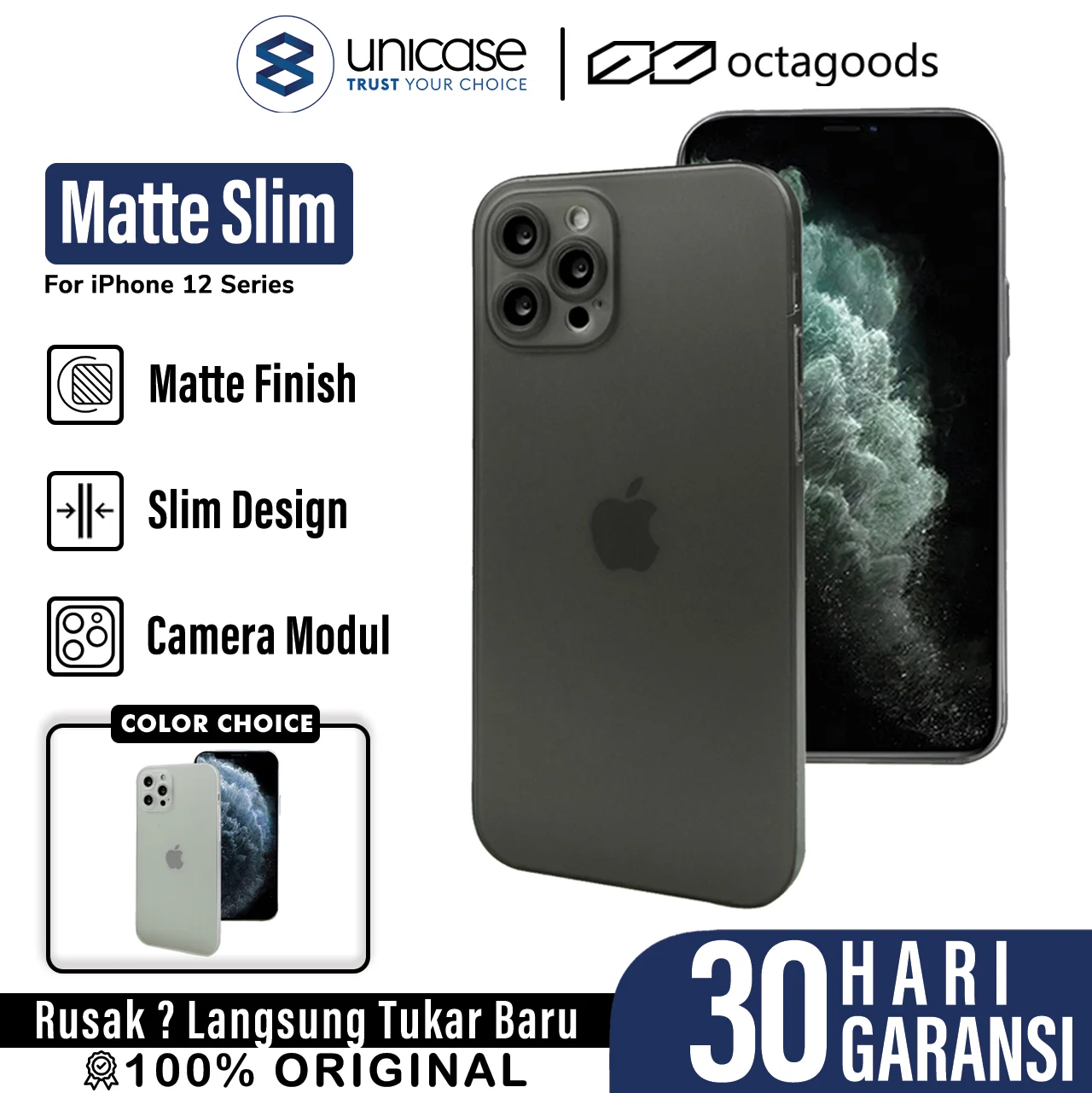 Case iPhone 12 Pro Max Mini Octagoods Matte Slim Camera Cover Hardcase