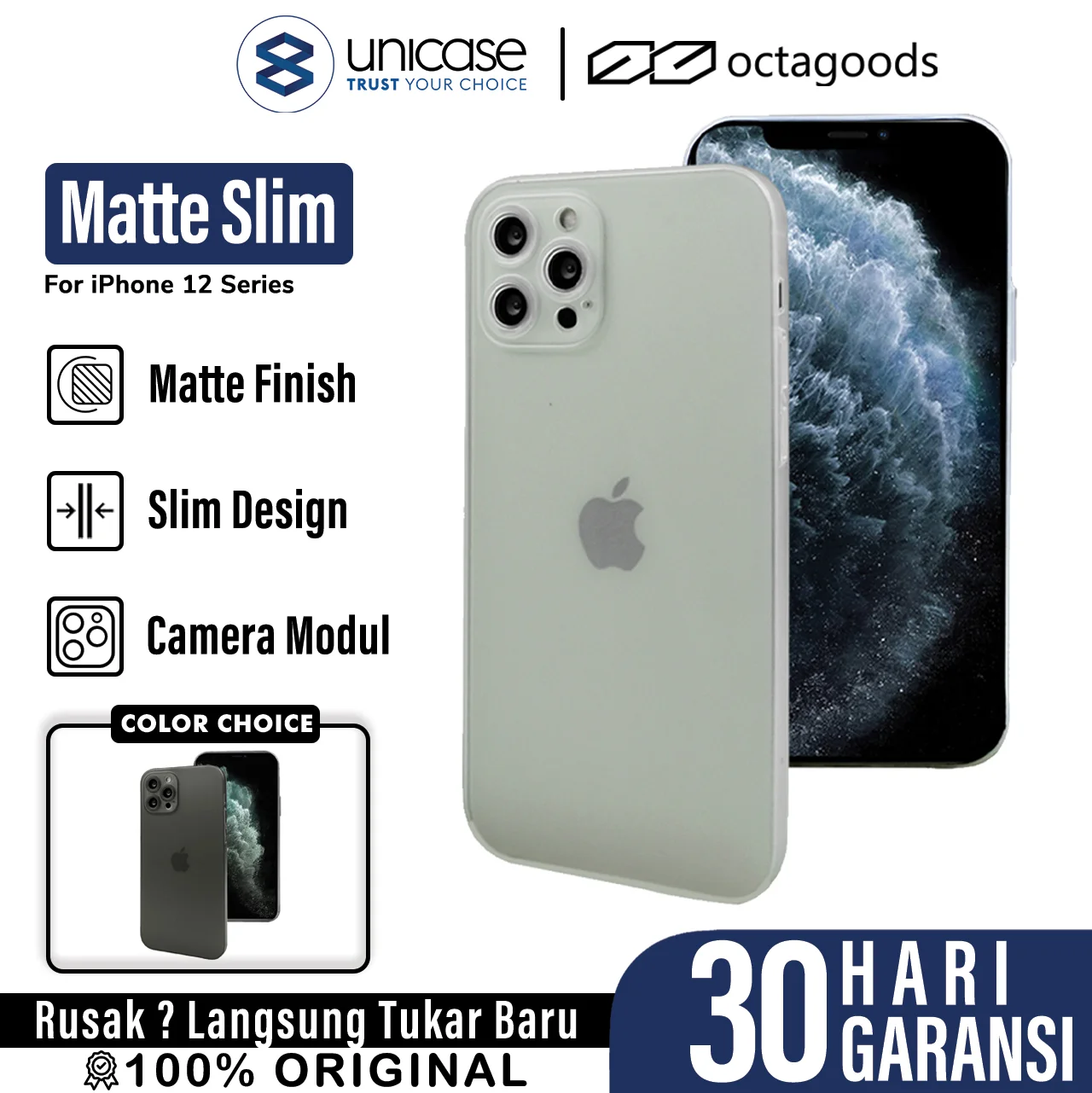 Case iPhone 12 Pro Max Mini Octagoods Matte Slim Camera Cover Hardcase