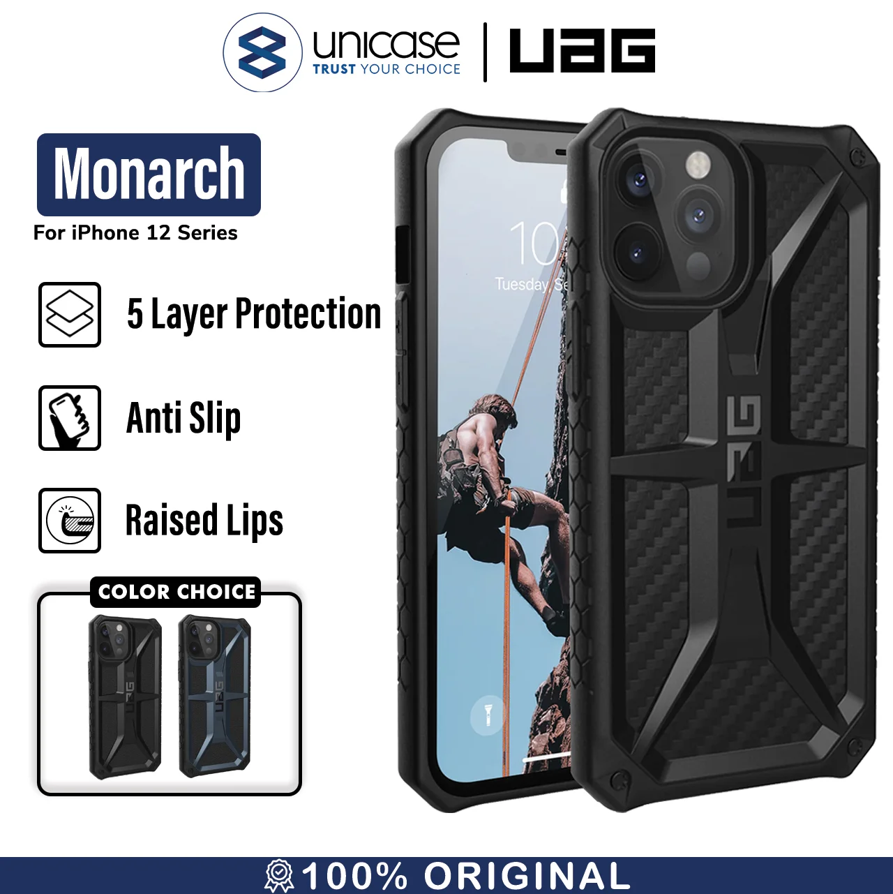 Case iPhone 12 Pro Max Mini UAG Monarch Hybrid Carbon Armor Casing