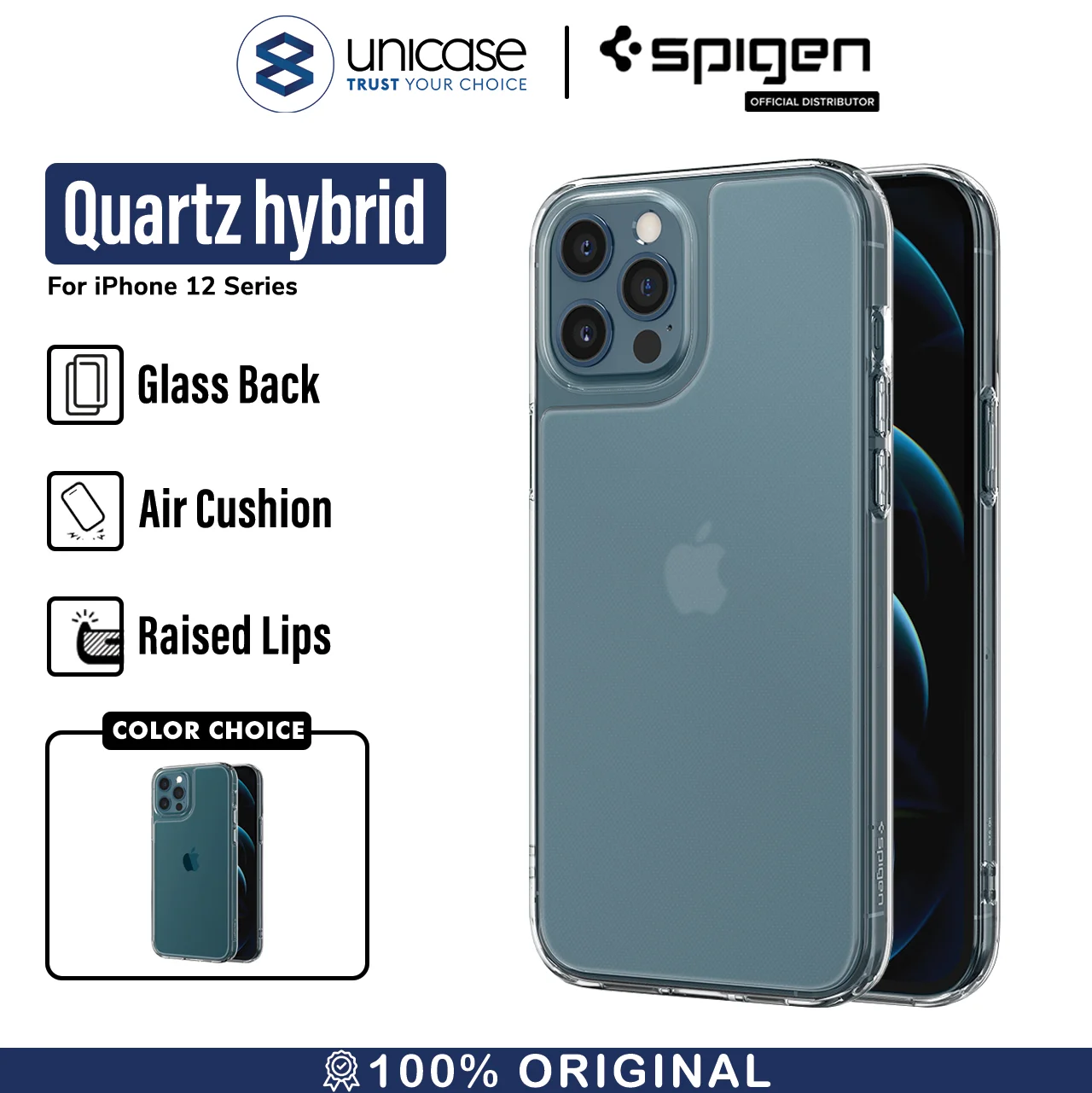Case iPhone 12 Pro Max / Pro / Mini Spigen Quartz Hybrid Glass Casing