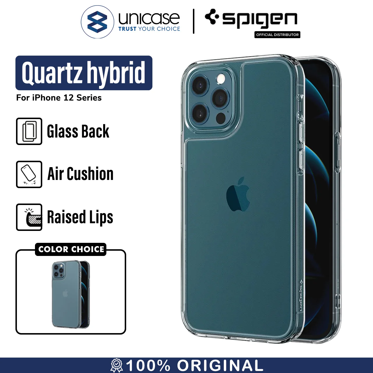 Case iPhone 12 Pro Max / Pro / Mini Spigen Quartz Hybrid Glass Casing