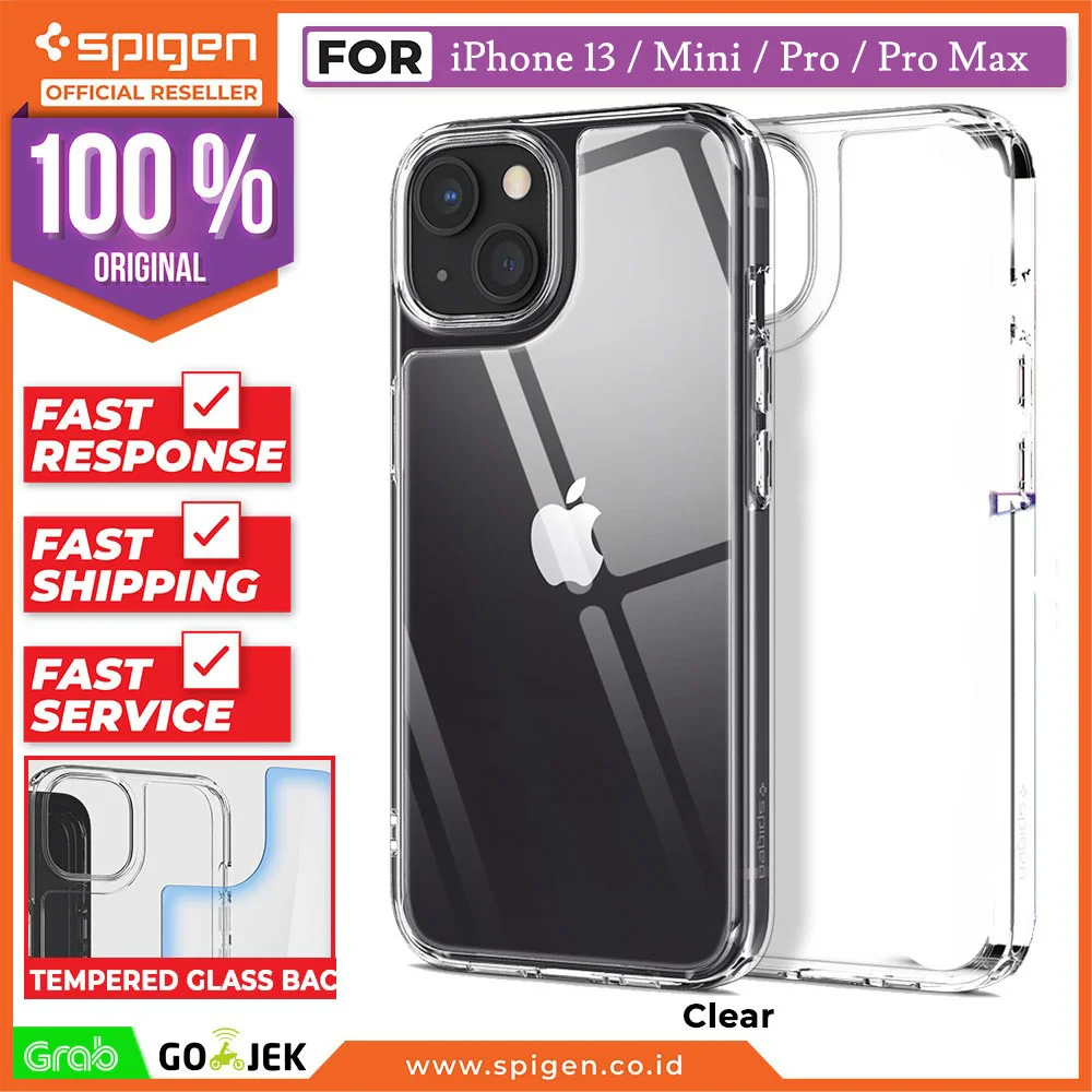 Case iPhone 13 Pro Max 13 Mini Spigen Quartz Hybrid Glass Casing