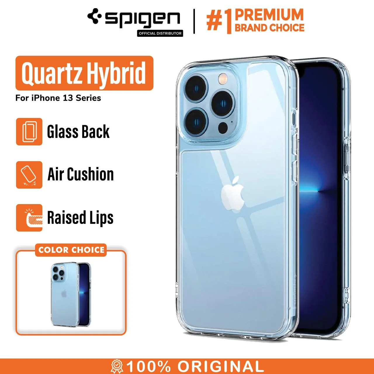 Case iPhone 13 Pro Max 13 Mini Spigen Quartz Hybrid Glass Casing