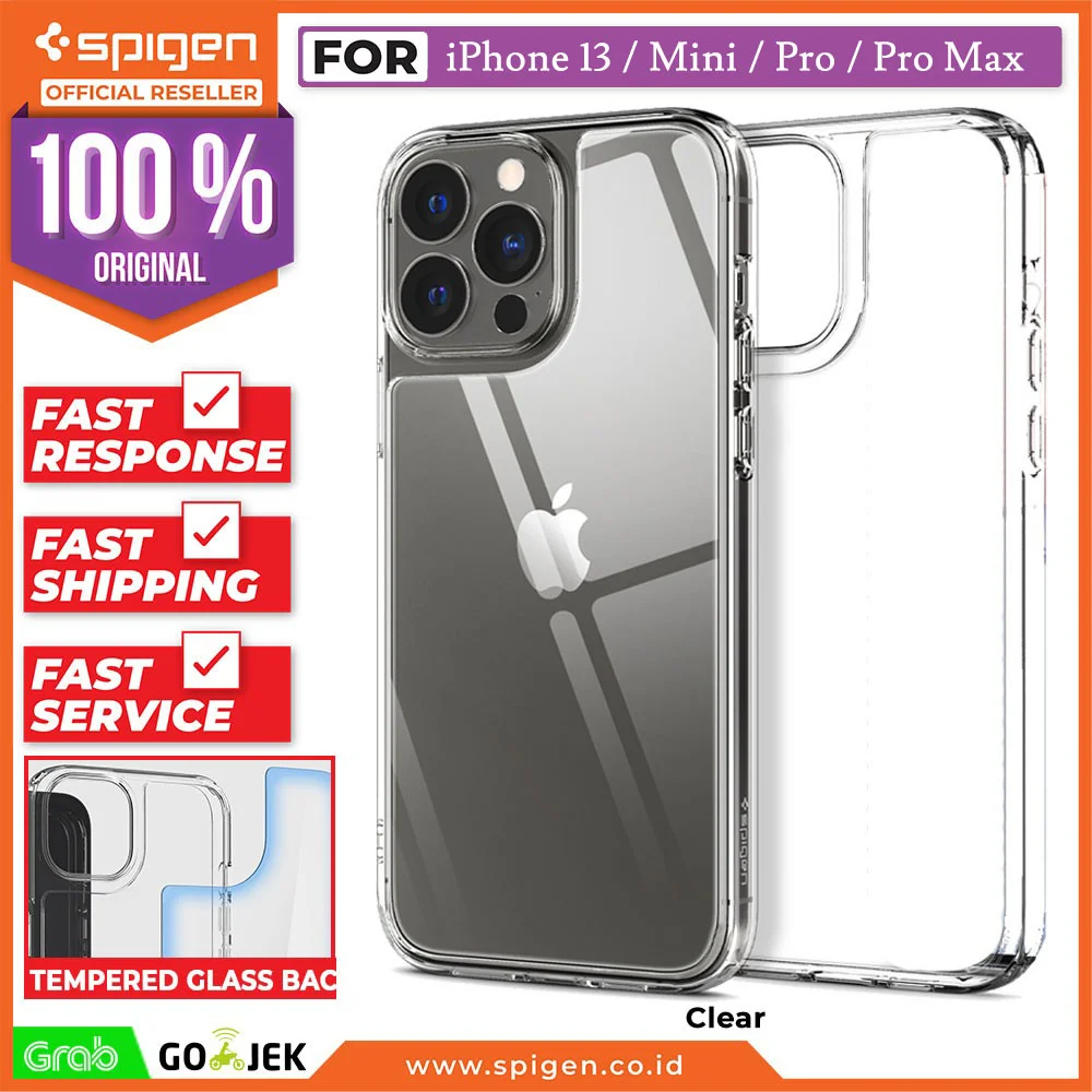 Case iPhone 13 Pro Max 13 Mini Spigen Quartz Hybrid Glass Casing