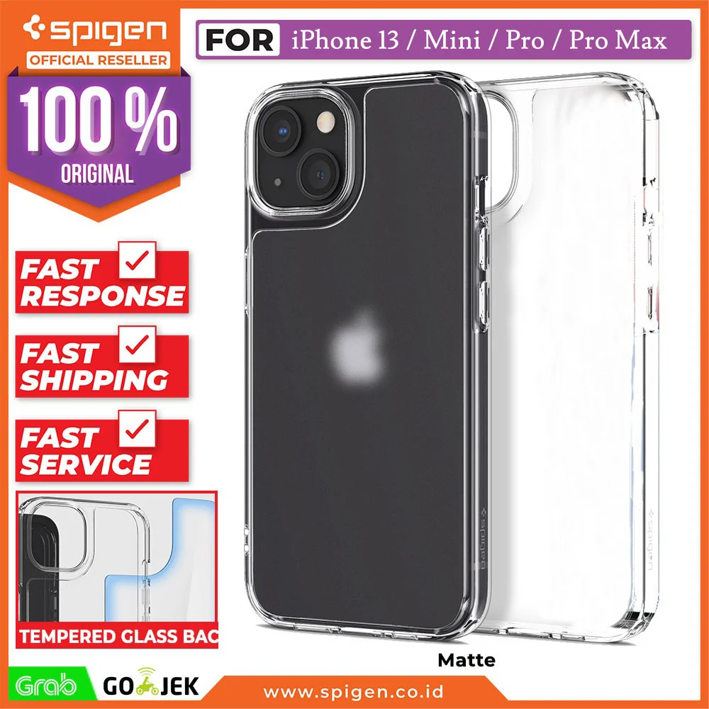 Case iPhone 13 Pro Max 13 Mini Spigen Quartz Hybrid Glass Casing