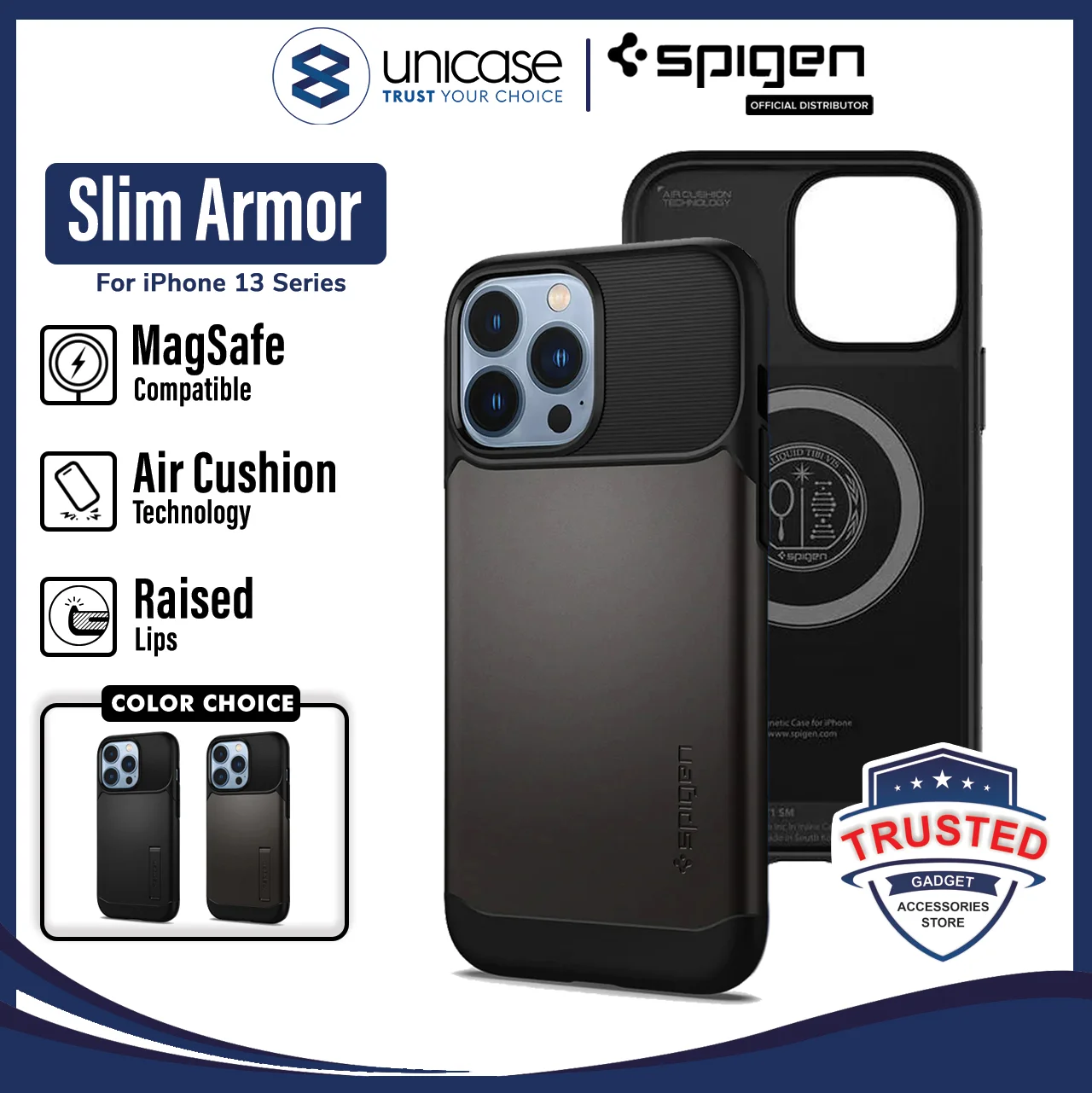 Case iPhone 13 Pro Max 13 Mini Spigen Slim Armor MagSafe/ Stand Casing