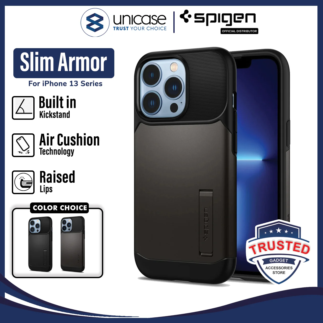 Case iPhone 13 Pro Max 13 Mini Spigen Slim Armor MagSafe/ Stand Casing