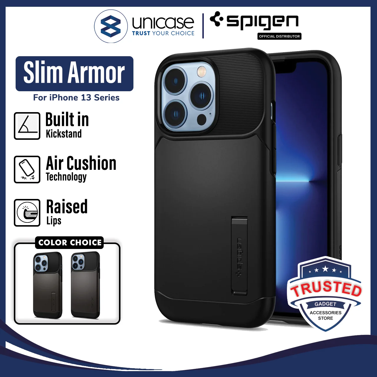 Case iPhone 13 Pro Max 13 Mini Spigen Slim Armor MagSafe/ Stand Casing