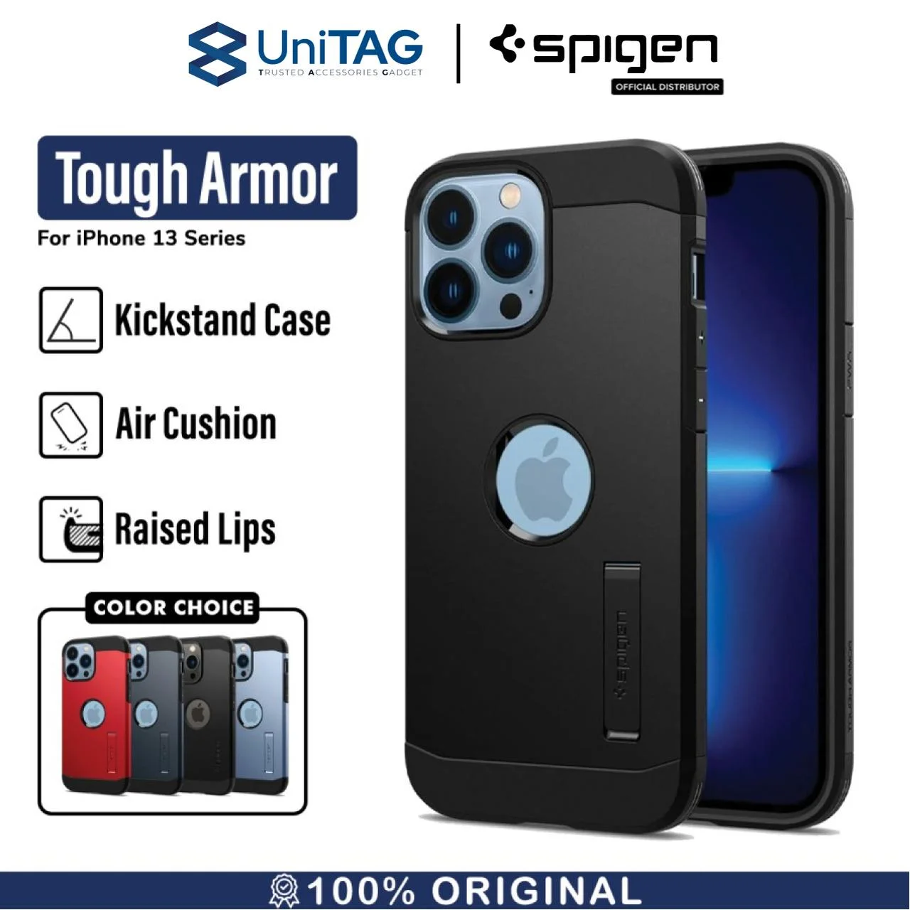 Case iPhone 13 Pro Max 13 Mini Spigen Tough Armor Shockproof Casing