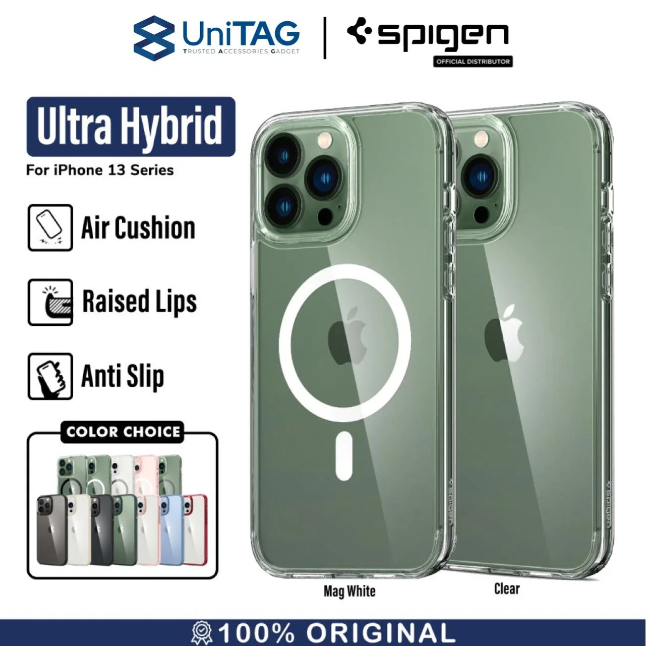 Case iPhone 13 Pro Max 13 Mini Spigen Ultra Hybrid Anti Crack Magsafe