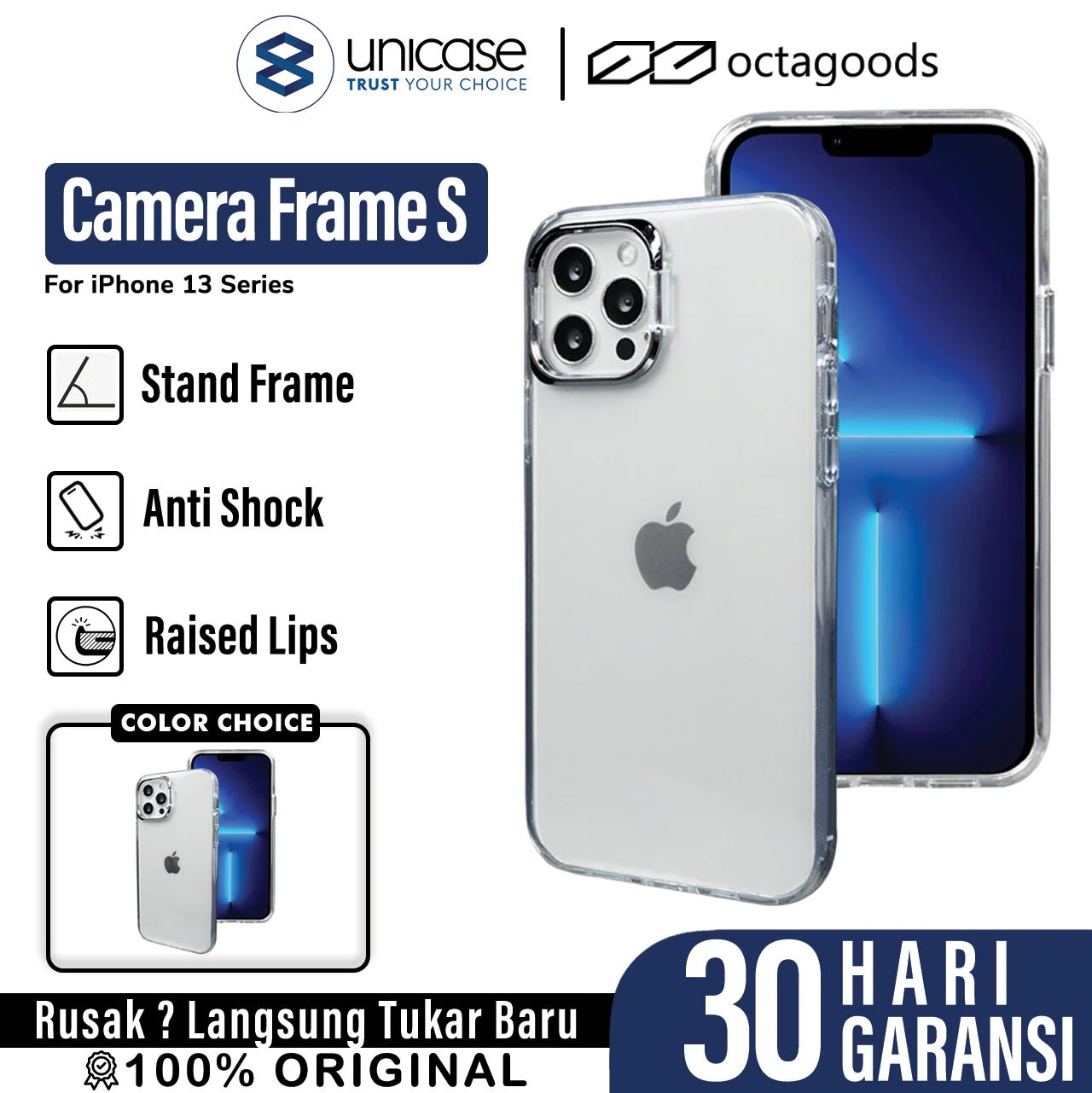 Case iPhone 13 Pro Max Mini Octagoods Camera Frame S Clear Stand Cover
