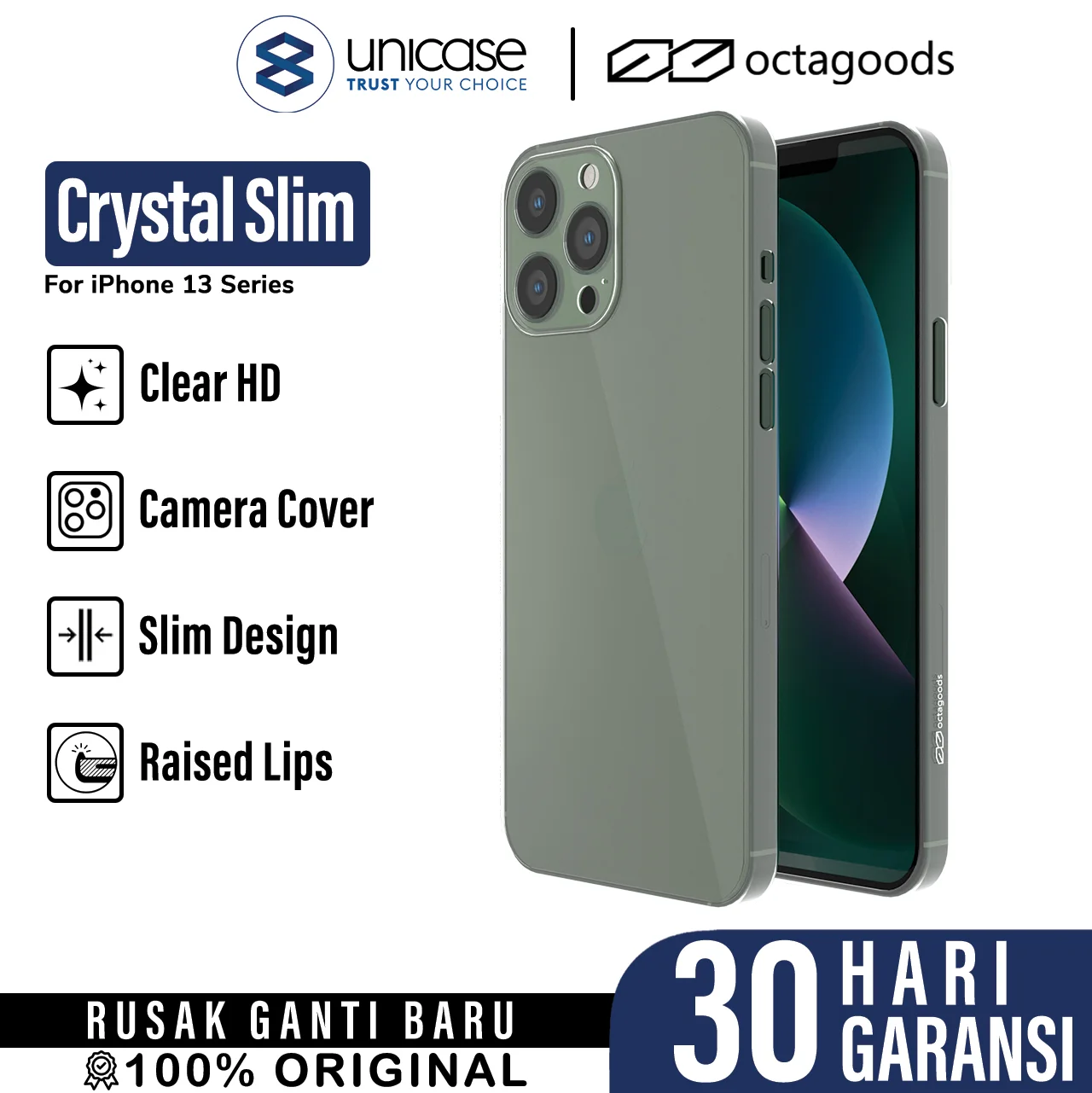 Case iPhone 13 Pro Max Mini Octagoods Crystal Slim Clear Hard Casing