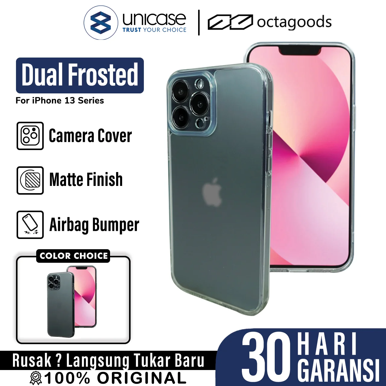 Case iPhone 13 Pro Max Mini Octagoods Dual Frosted Hybrid Casing