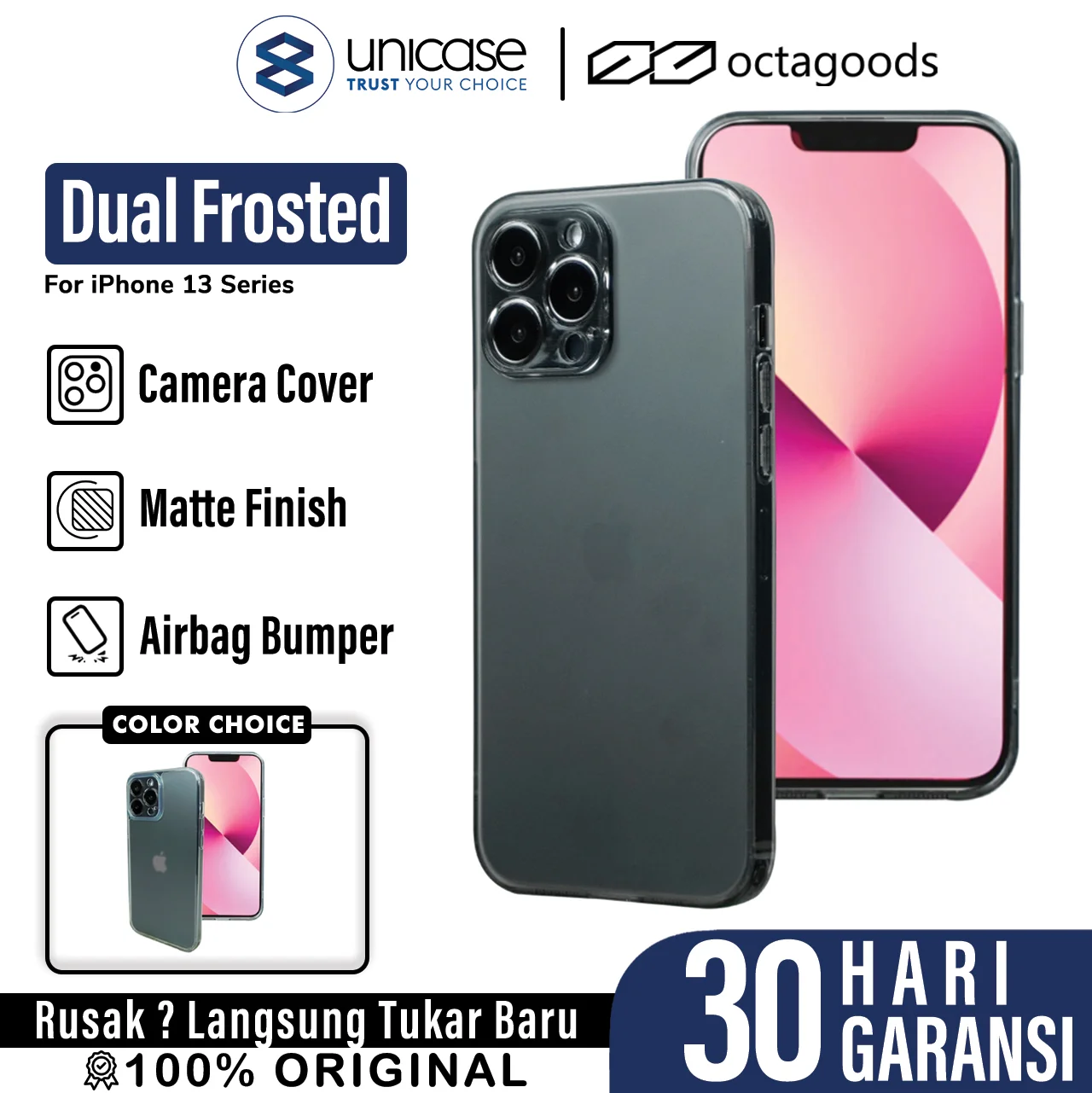 Case iPhone 13 Pro Max Mini Octagoods Dual Frosted Hybrid Casing