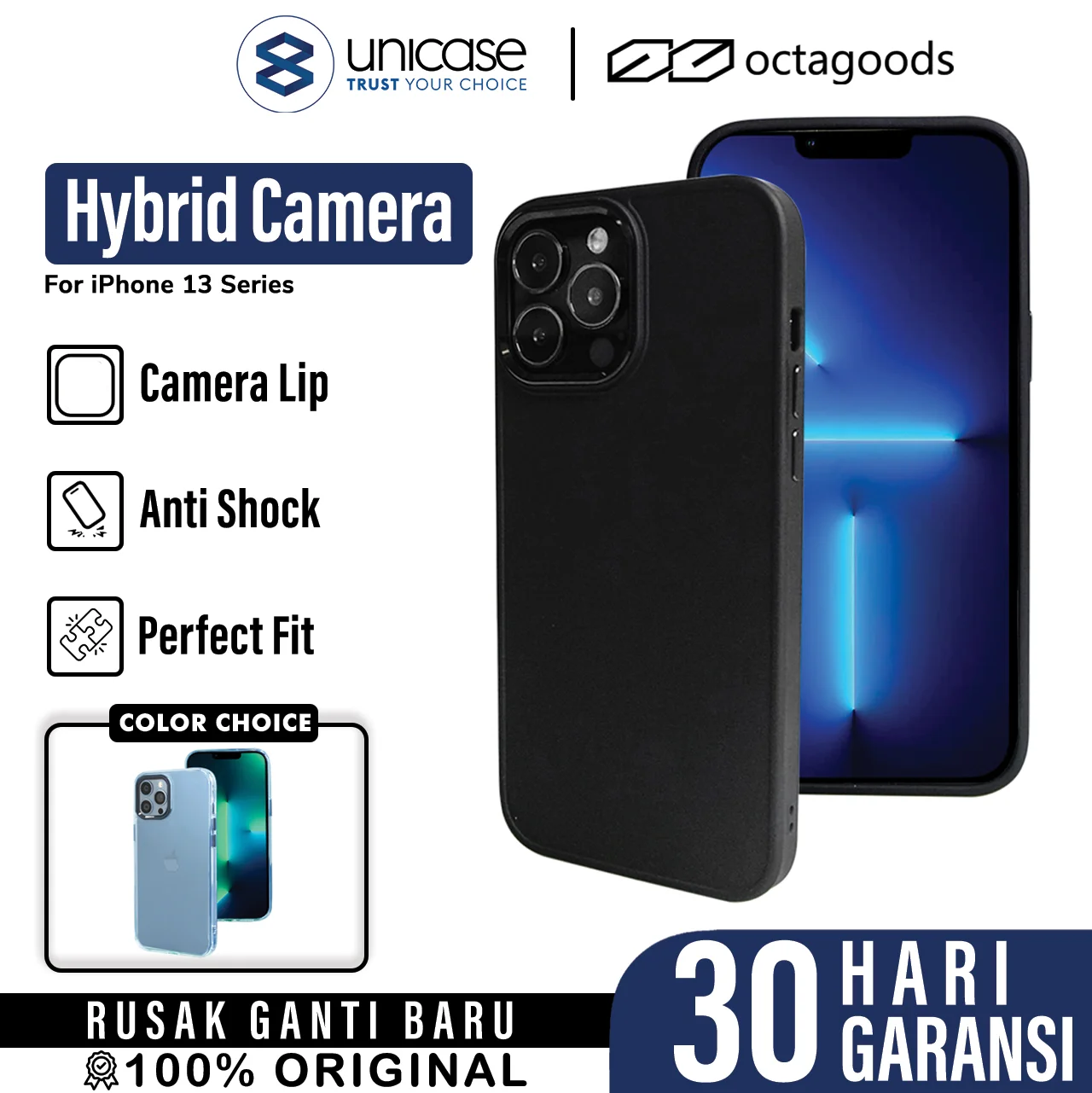 Case iPhone 13 Pro Max Mini Octagoods Hybrid Camera Frame Clear Casing