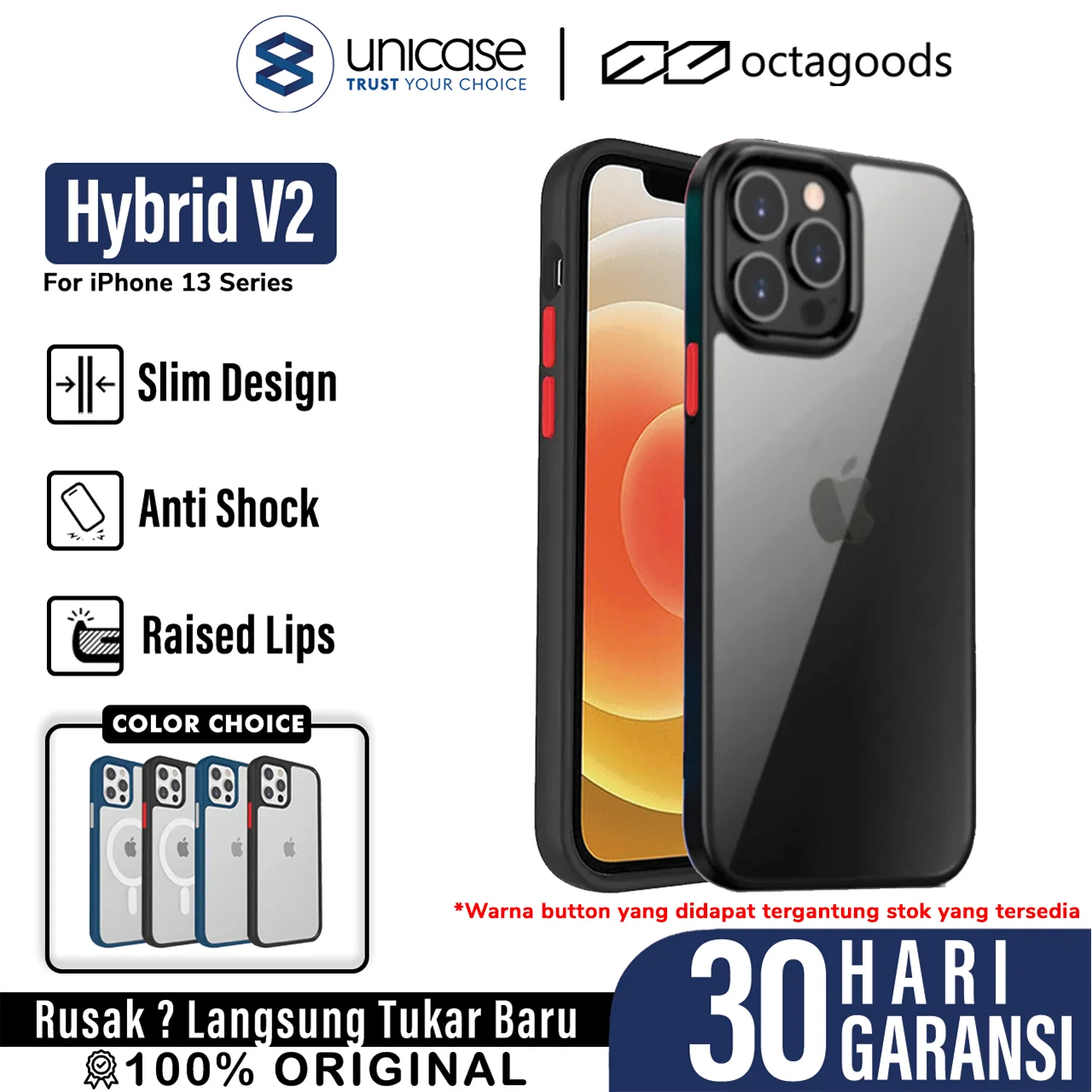 Case iPhone 13 Pro Max Mini OctaGoods Hybrid V2 Clear Matte Casing