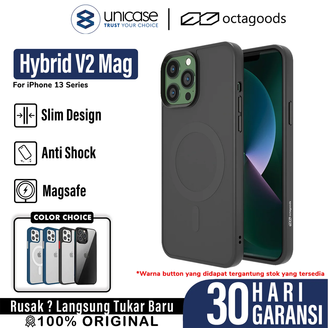 Case iPhone 13 Pro Max Mini OctaGoods Hybrid V2 Clear Matte Casing