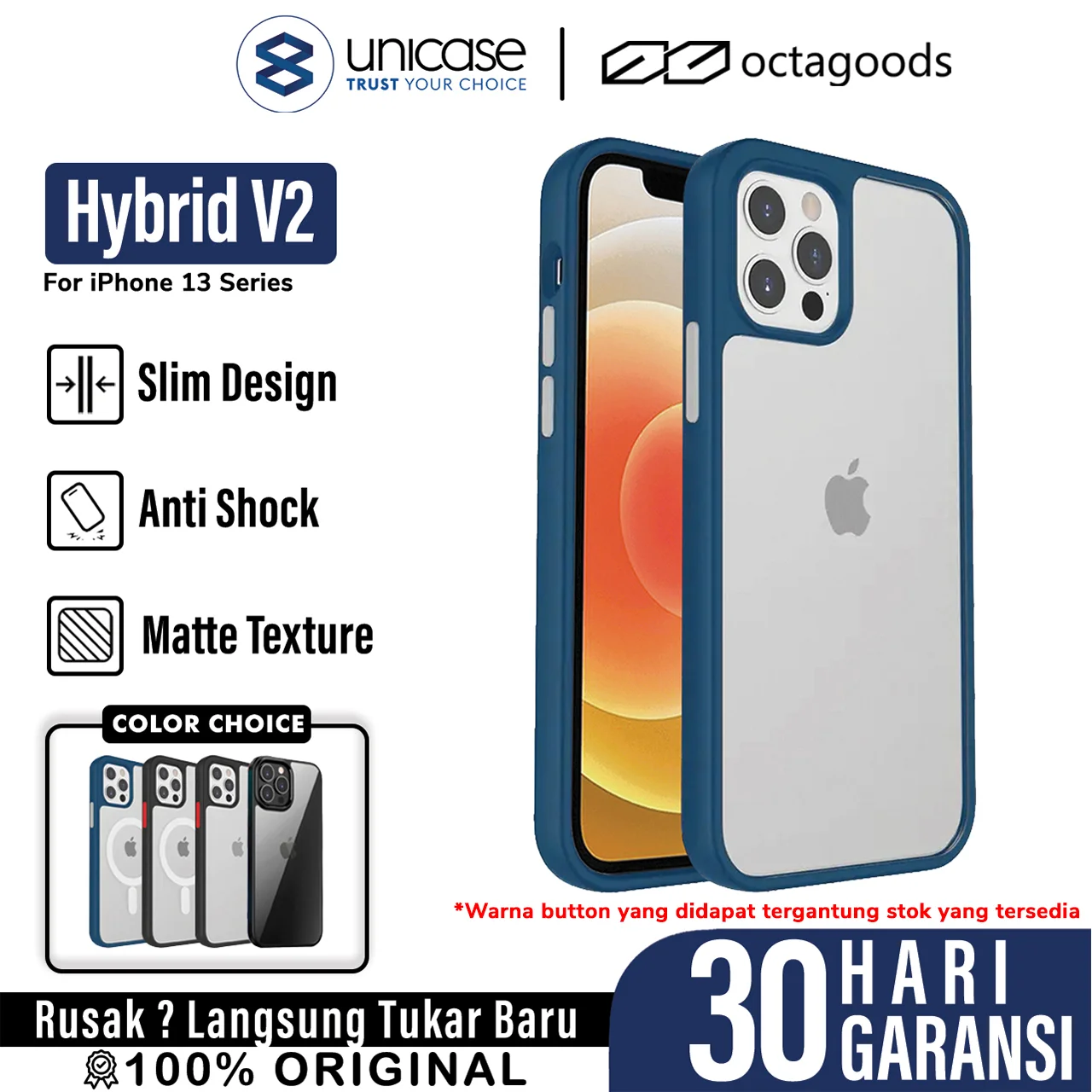 Case iPhone 13 Pro Max Mini OctaGoods Hybrid V2 Clear Matte Casing