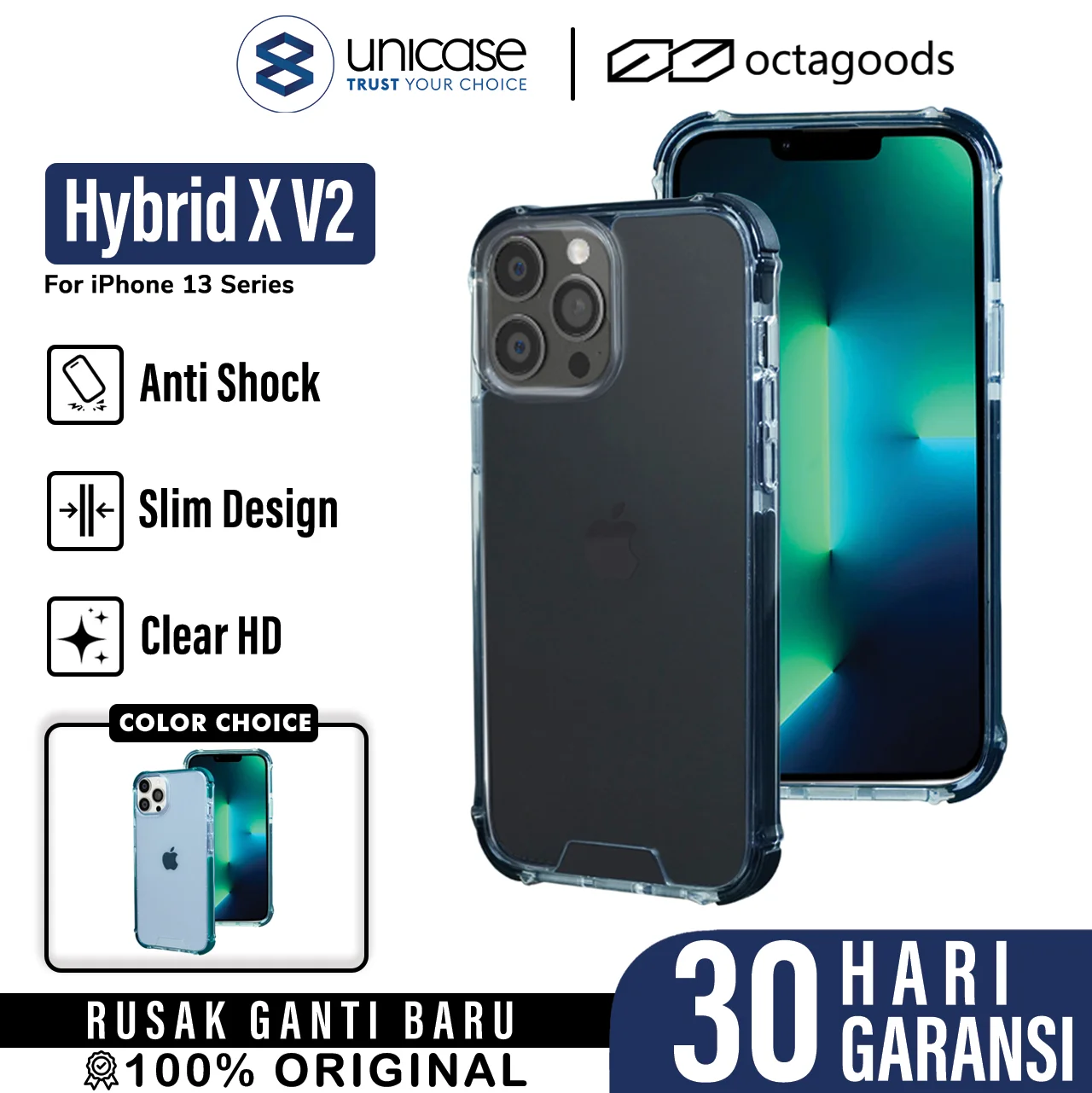Case iPhone 13 Pro Max Mini Octagoods Hybrid X V2 Clear Bumper Casing