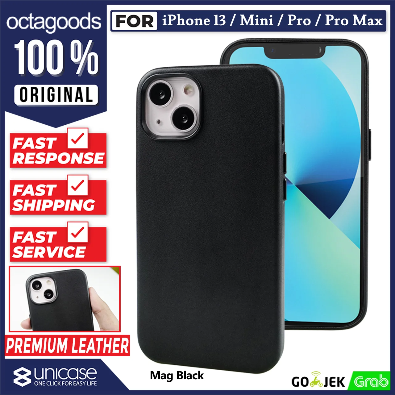 Case iPhone 13 Pro Max Mini Octagoods Leather MagSafe Premium Casing