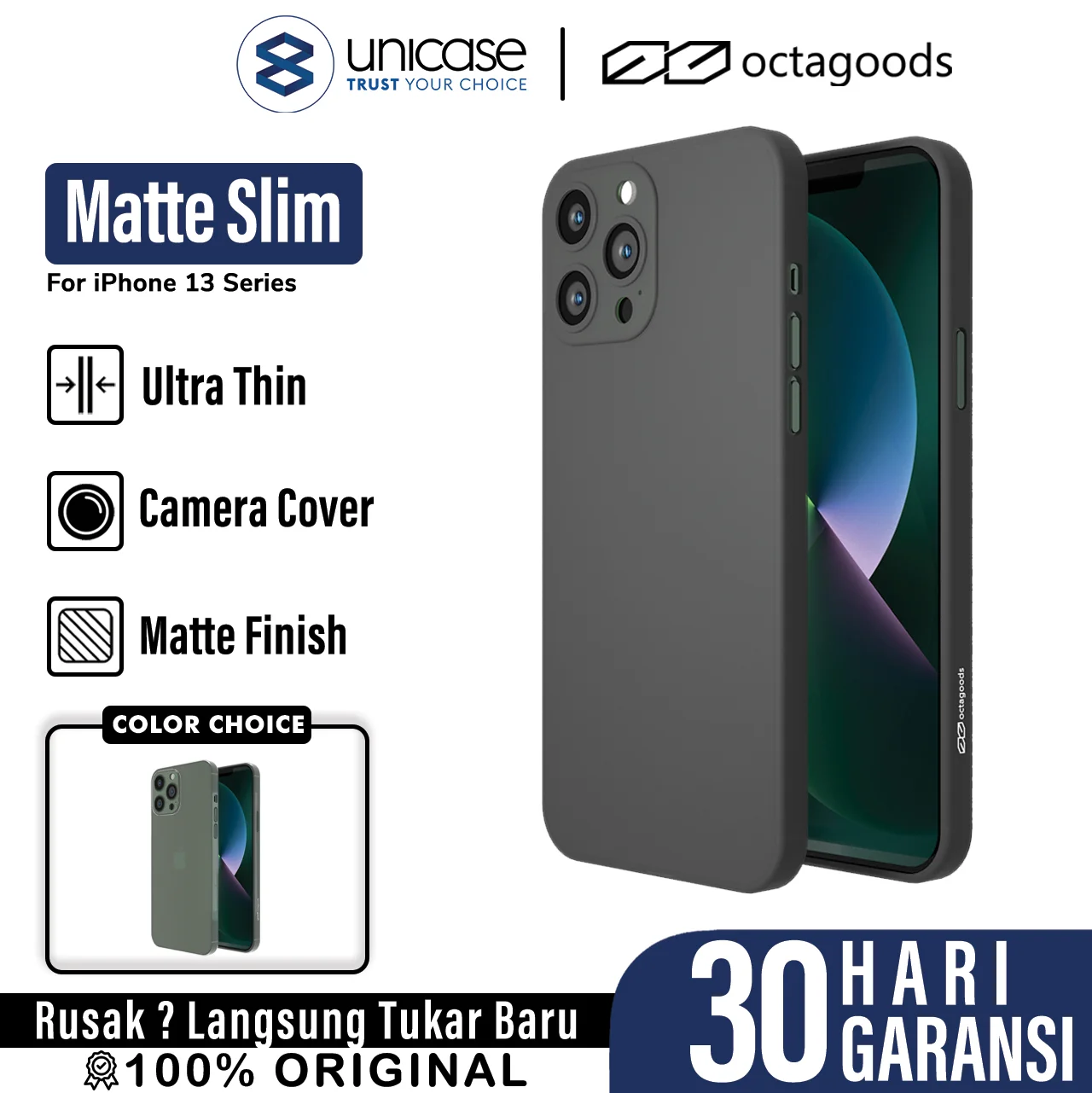 Case iPhone 13 Pro Max Mini Octagoods Matte Slim Hardcase Camera Cover