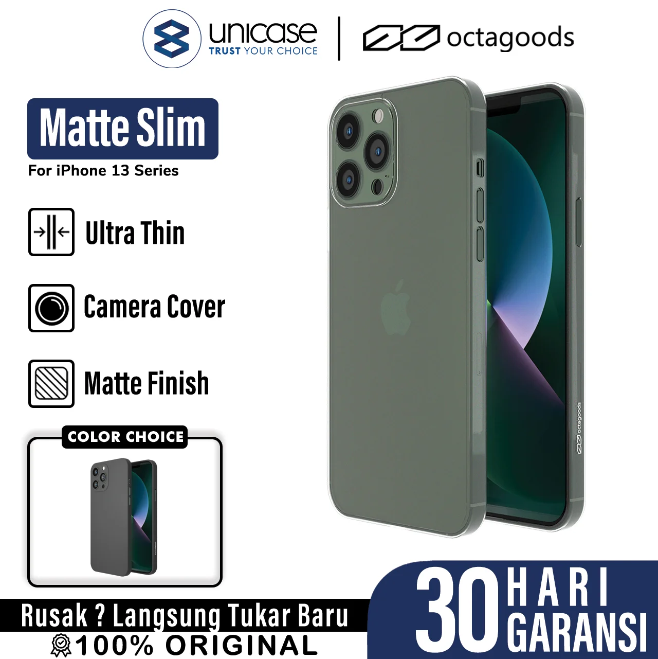 Case iPhone 13 Pro Max Mini Octagoods Matte Slim Hardcase Camera Cover