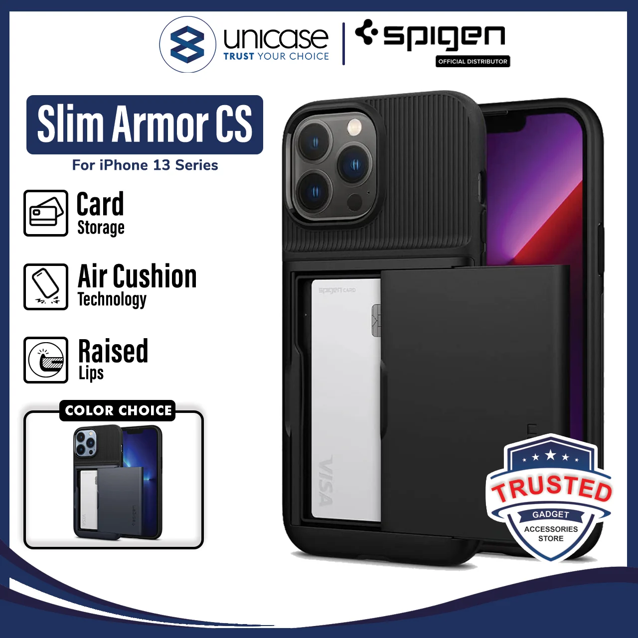 Case iPhone 13 Pro Max Mini Spigen Slim Armor Card Slot Wallet Casing
