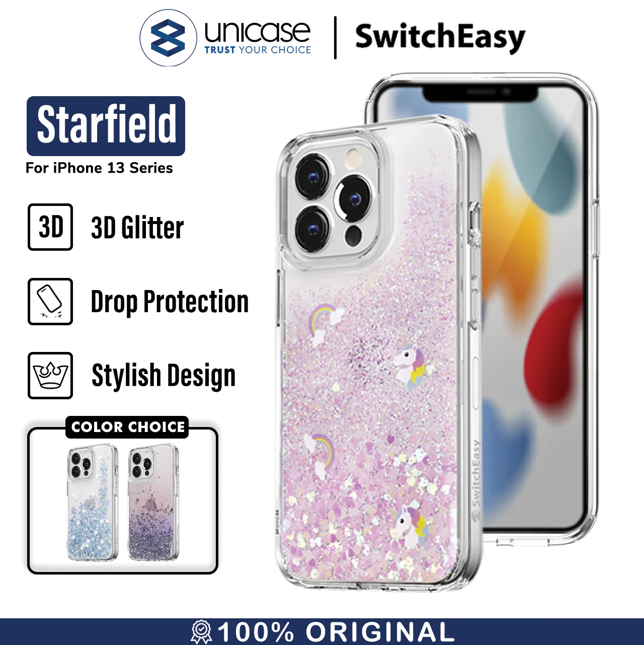 Case iPhone 13 Pro Max Mini SwitchEasy Starfield Gliter Hybrid Casing