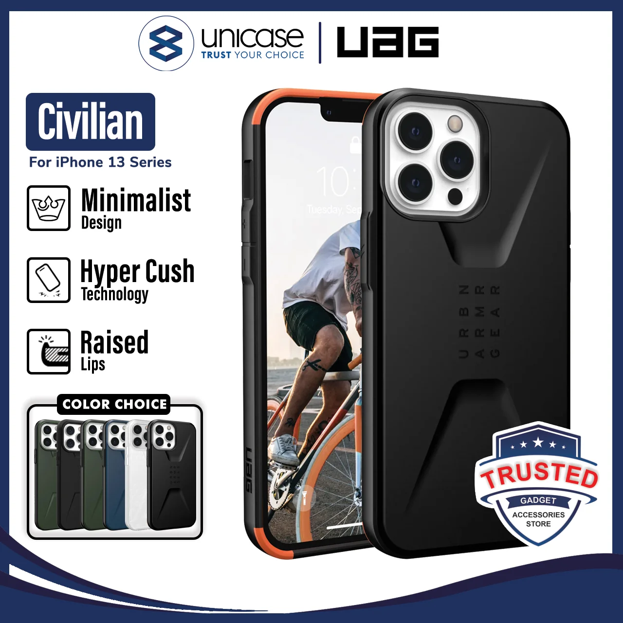 Case iPhone 13 Pro Max Mini UAG Civilian Hybrid Shockproof Casing