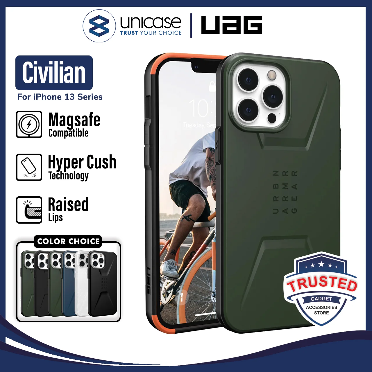 Case iPhone 13 Pro Max Mini UAG Civilian Hybrid Shockproof Casing