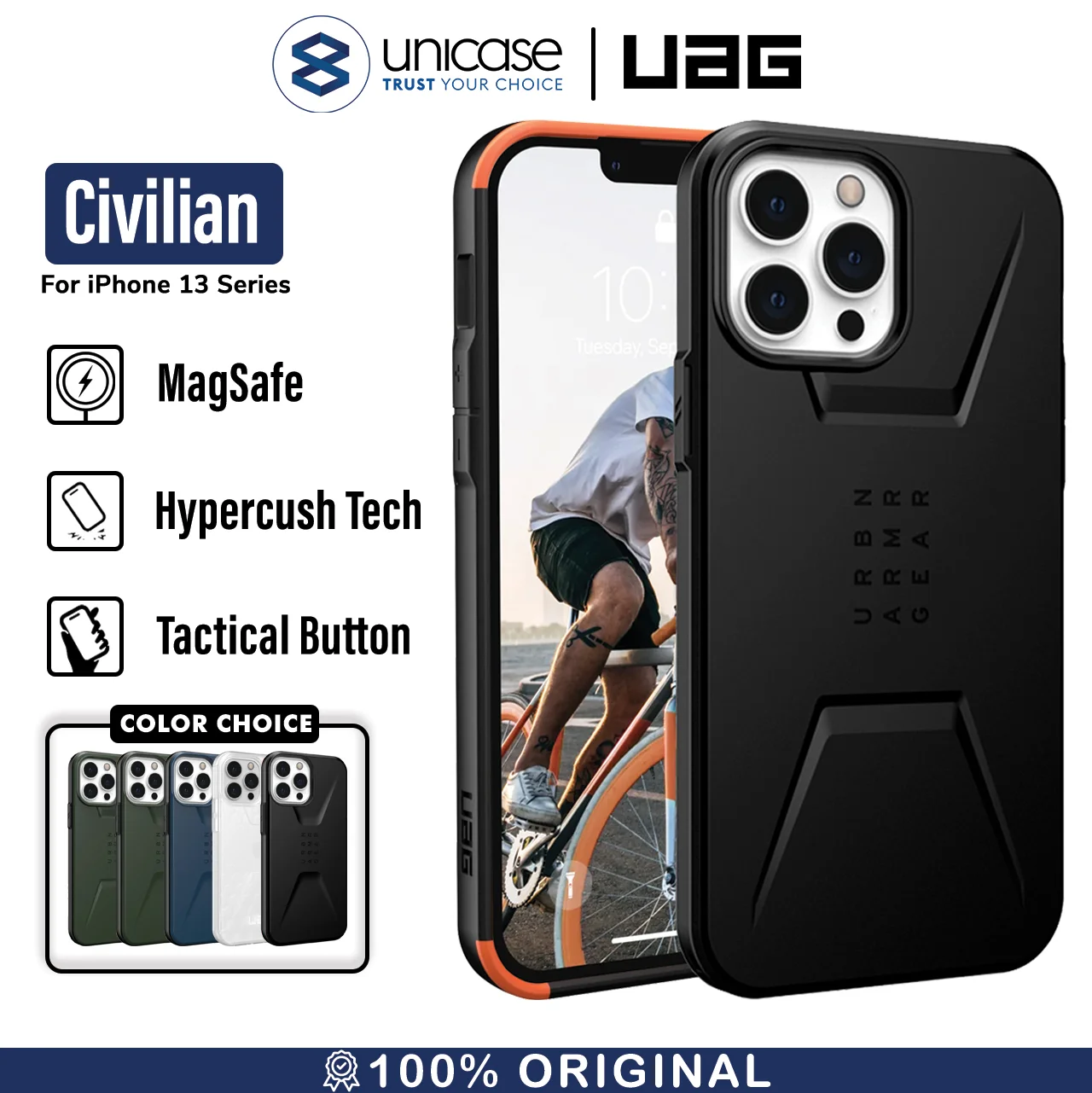 Case iPhone 13 Pro Max Mini UAG Civilian Hybrid Shockproof Casing