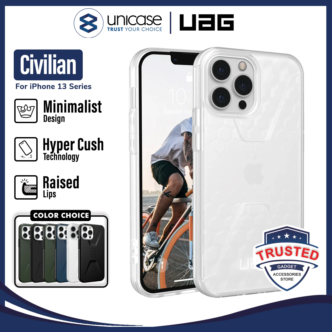 Case iPhone 13 Pro Max Mini UAG Civilian Hybrid Shockproof Casing