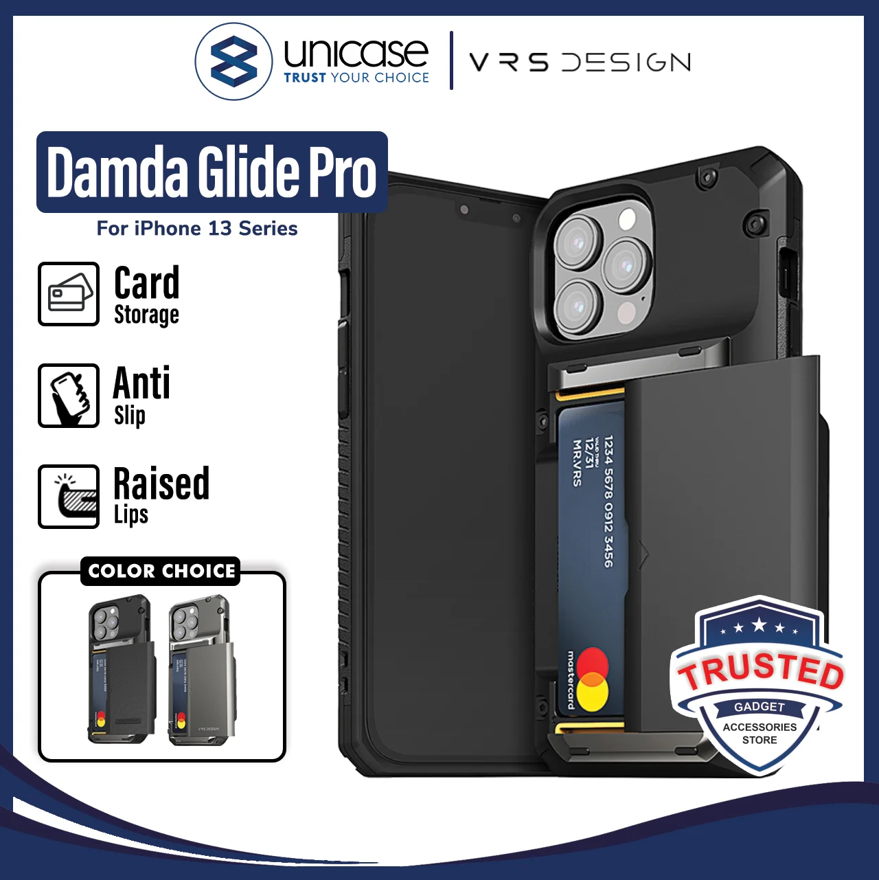 Case iPhone 13 Pro Max Mini VRS Damda Glide Pro Card Slot Casing Cover