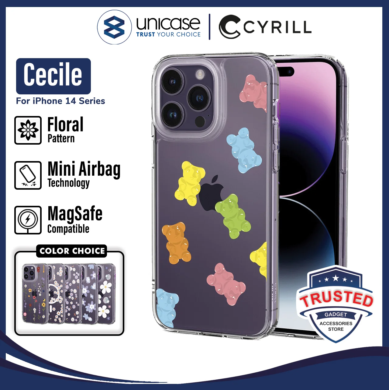 Case iPhone 14 Pro Max Plus Cyrill Cecile MagSafe Clear Motif Casing