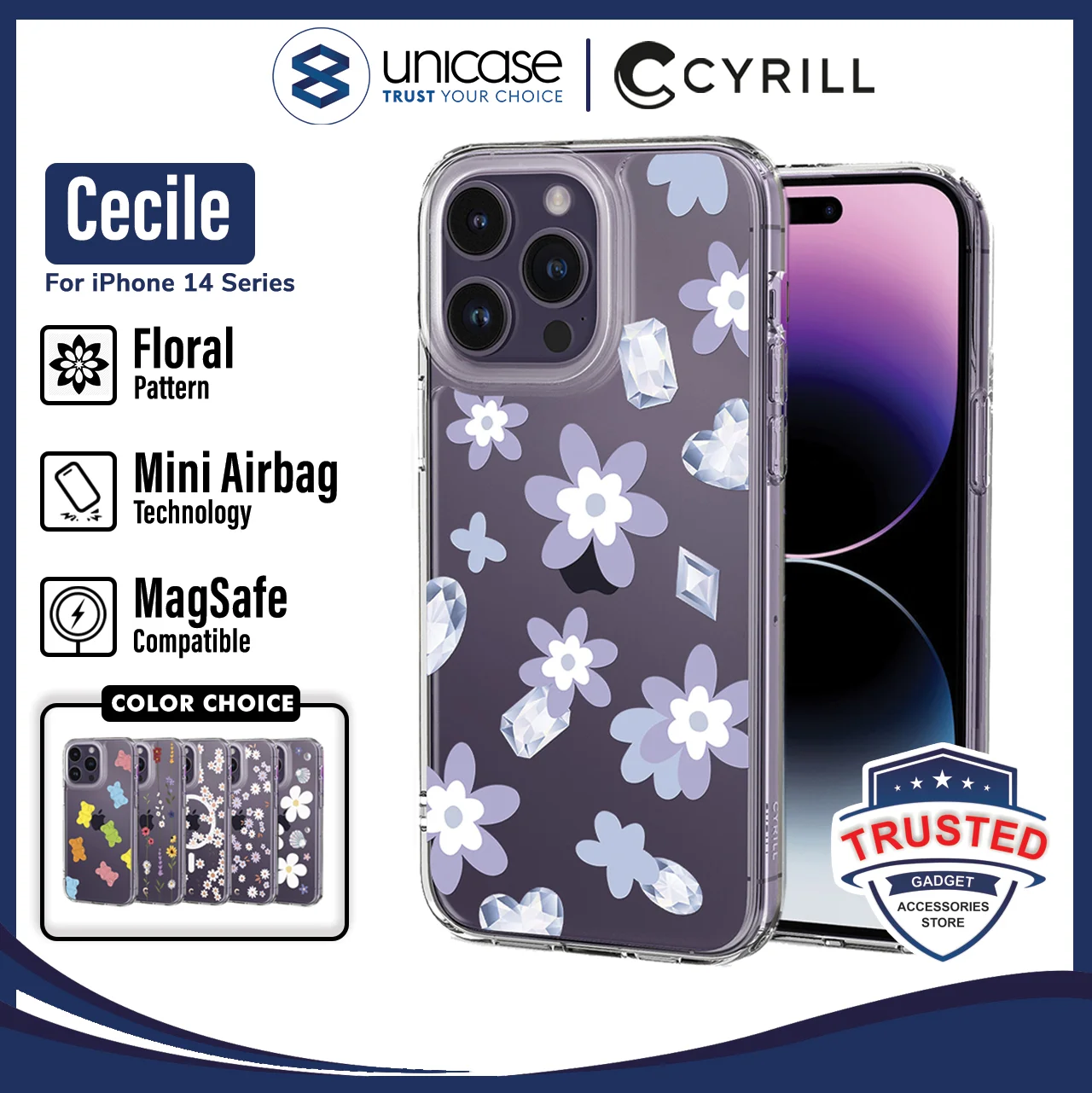 Case iPhone 14 Pro Max Plus Cyrill Cecile MagSafe Clear Motif Casing