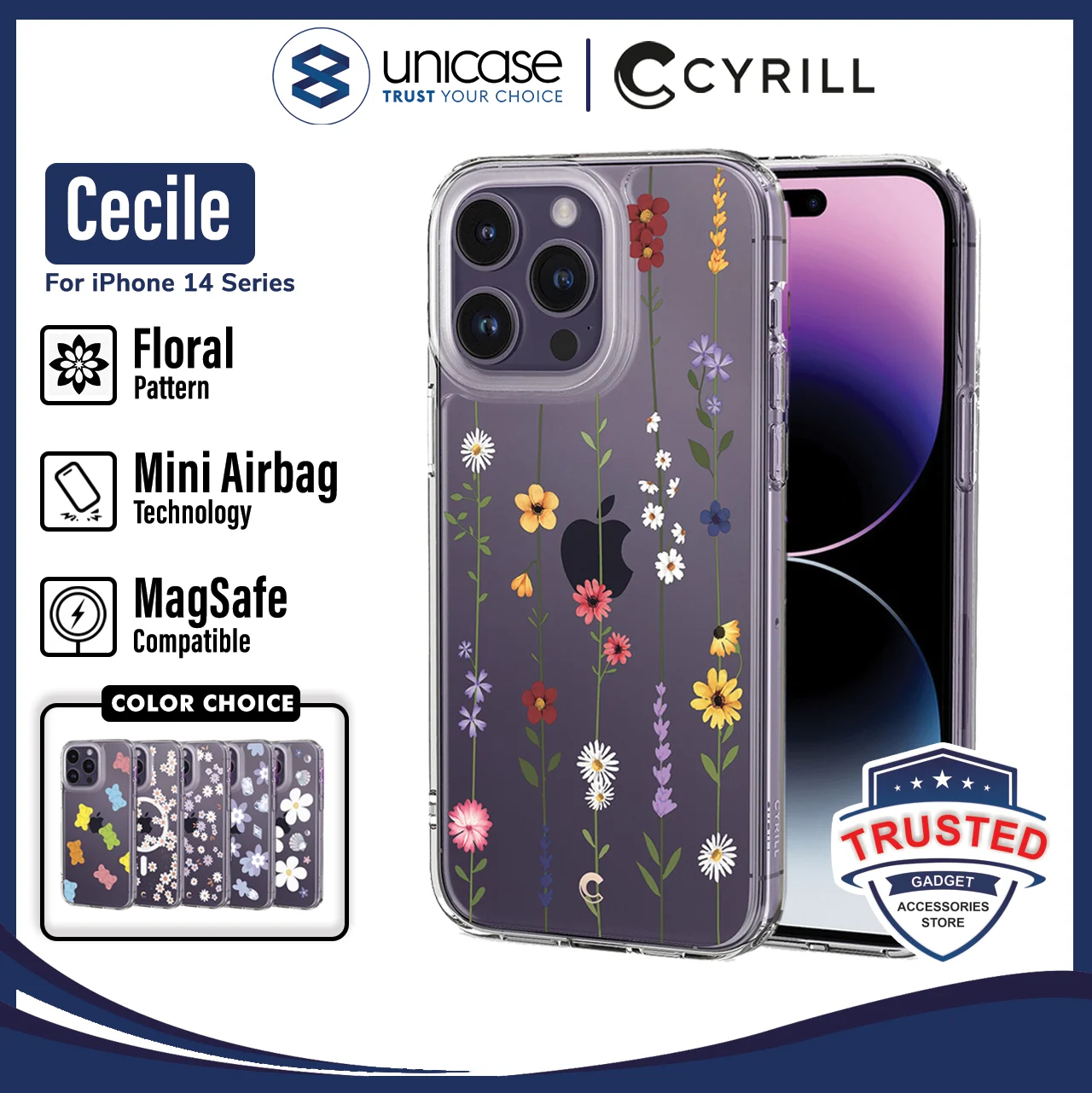 Case iPhone 14 Pro Max Plus Cyrill Cecile MagSafe Clear Motif Casing