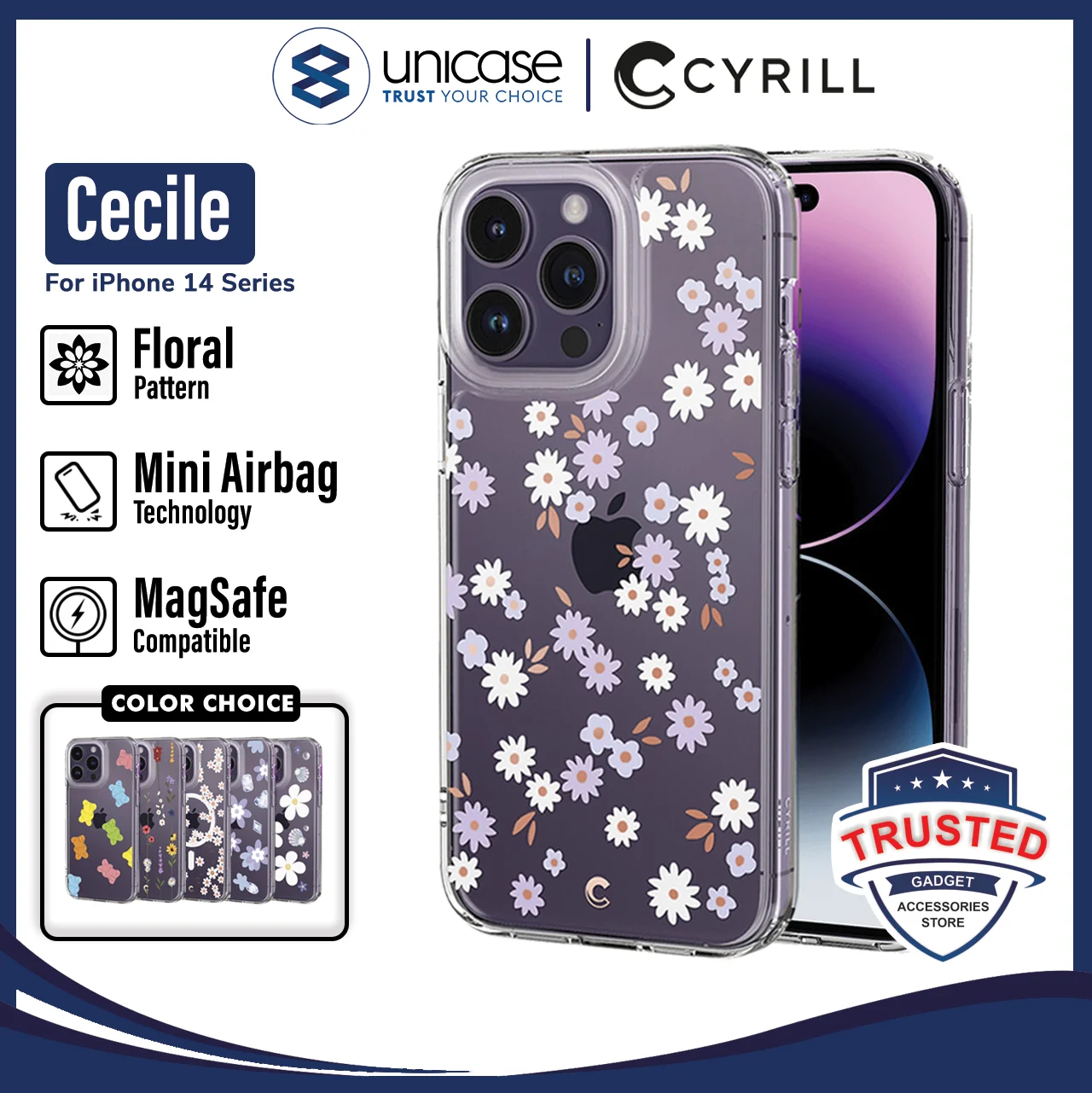Case iPhone 14 Pro Max Plus Cyrill Cecile MagSafe Clear Motif Casing