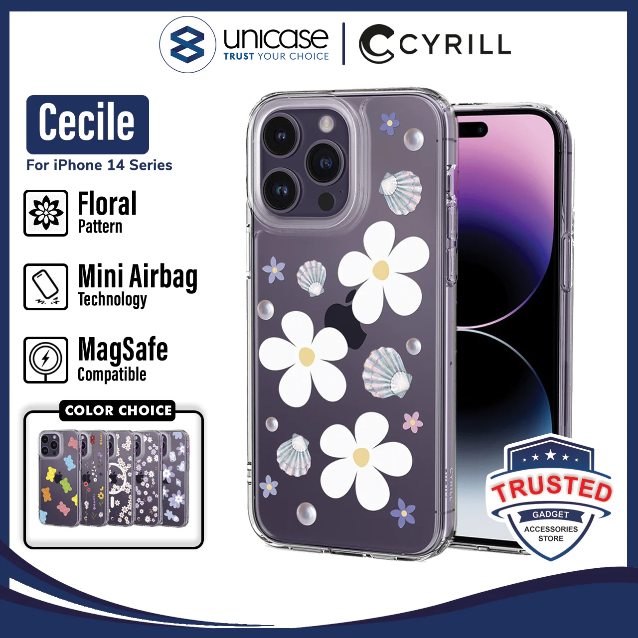 Case iPhone 14 Pro Max Plus Cyrill Cecile MagSafe Clear Motif Casing