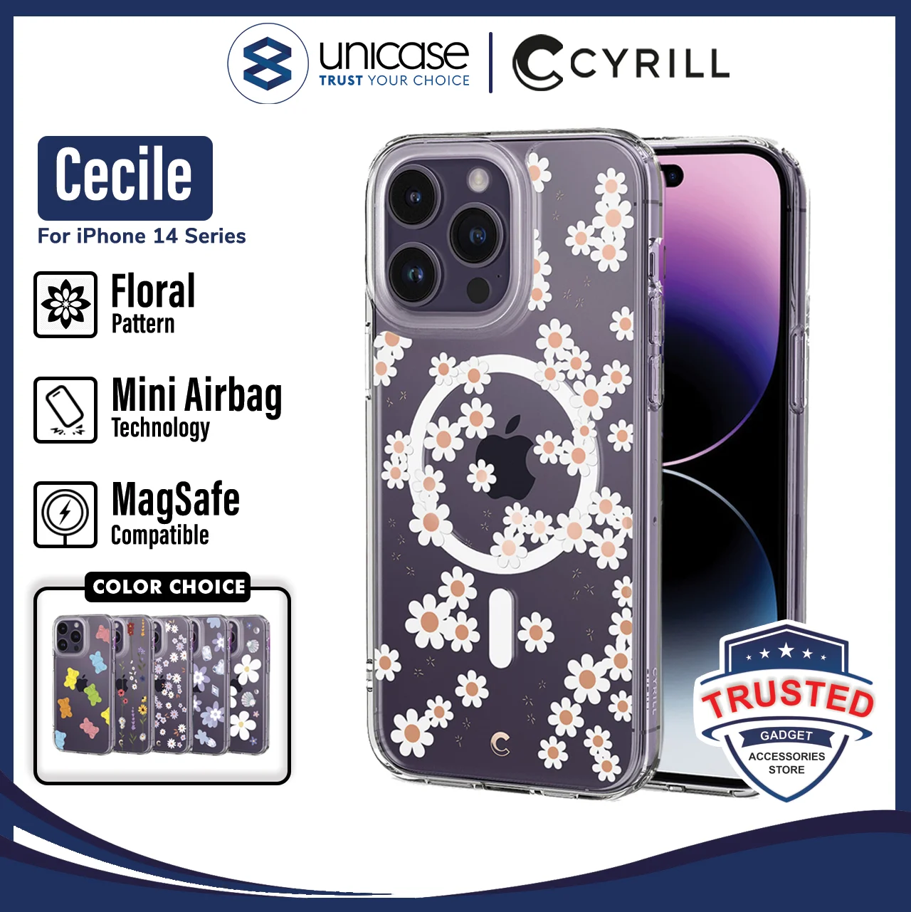 Case iPhone 14 Pro Max Plus Cyrill Cecile MagSafe Clear Motif Casing