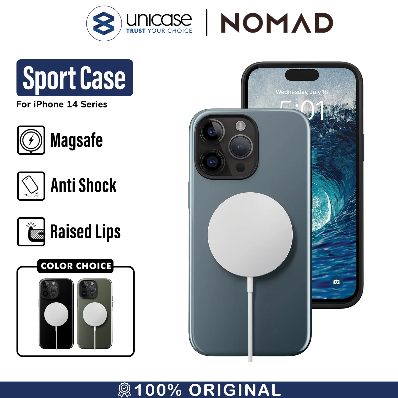 Case iPhone 14 Pro Max Plus Nomad Sport Hybrid Slim MagSafe Casing