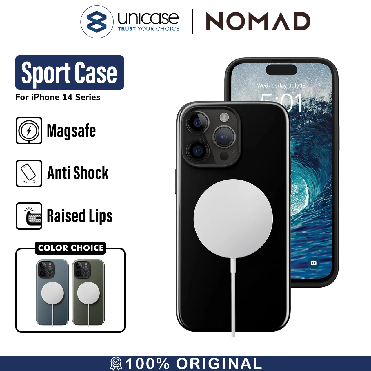 Case iPhone 14 Pro Max Plus Nomad Sport Hybrid Slim MagSafe Casing