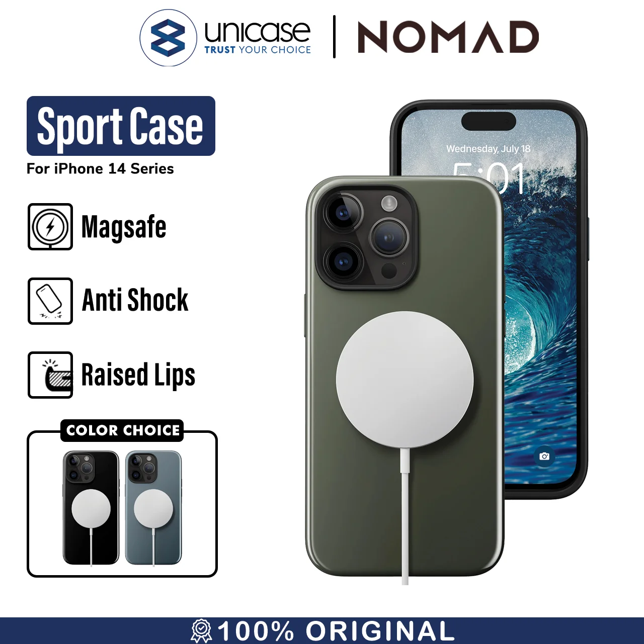 Case iPhone 14 Pro Max Plus Nomad Sport Hybrid Slim MagSafe Casing